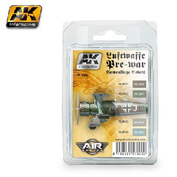 AK Interactive 2320 Air Series: Luftwaffe Pre-War Camouflage Acrylic Paint Set (