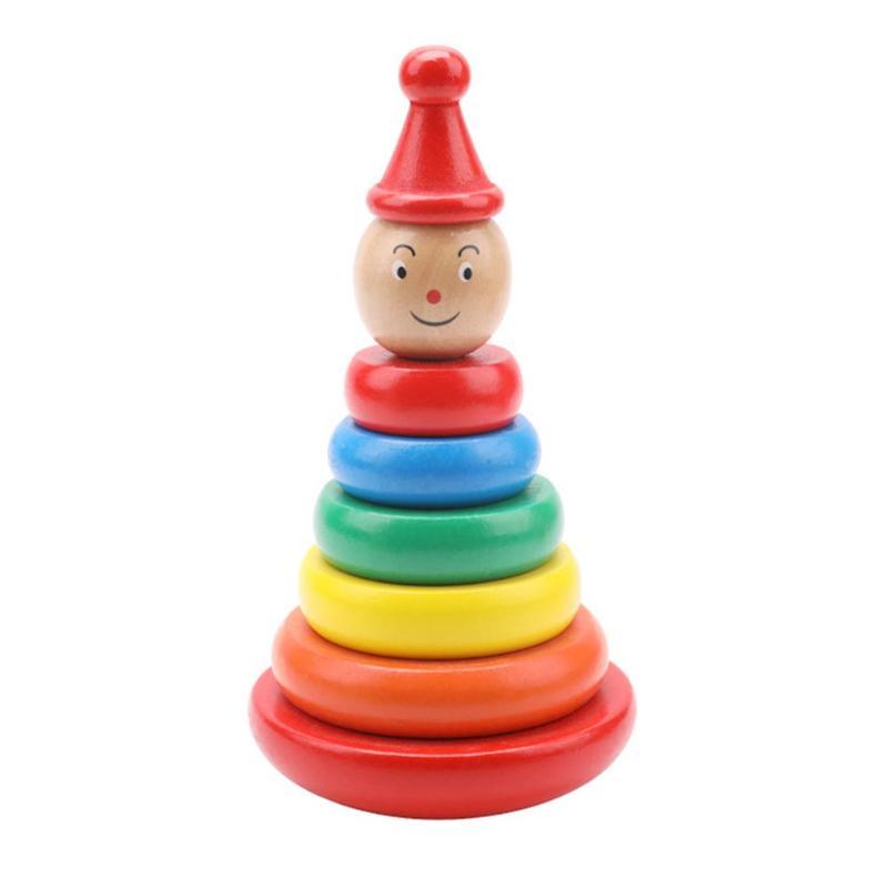 Wooden Rainbow Stacking Toy – Colorful Tumbler Tower for Early Learning