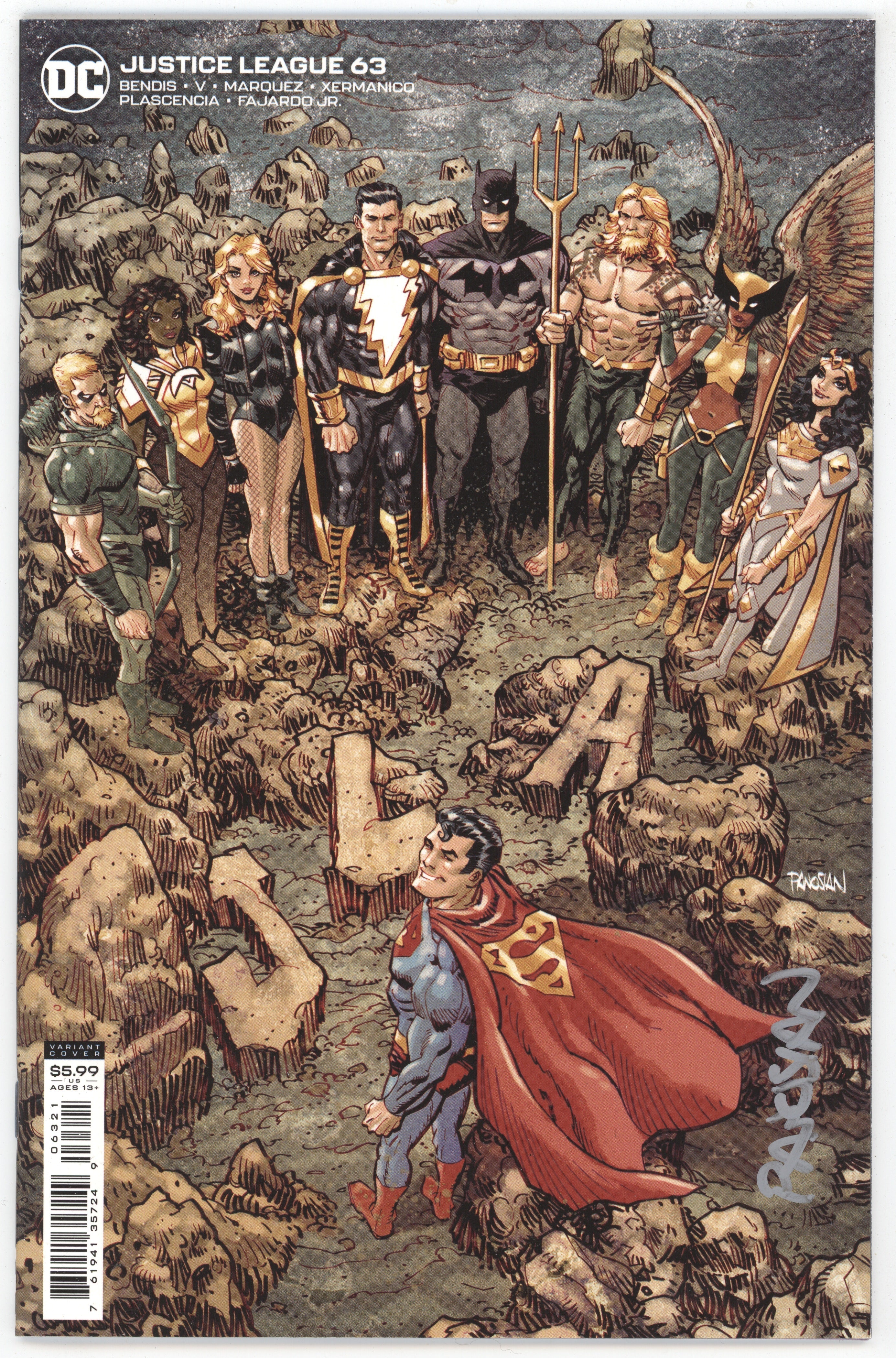 Justice League #63 B Dan Panosian Card Stock Variant SIGNED Dave Panosian Dc