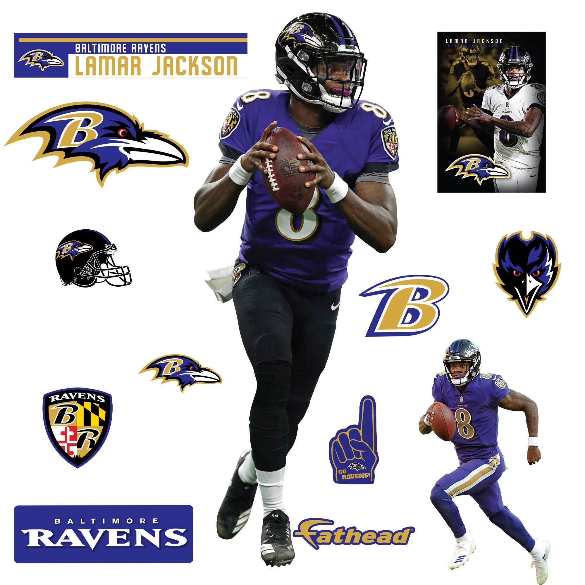 Lamar Jackson - RealBig Collection - Official NFL - Baltimore Ravens - Reusable Vinyl Wall Decals #1