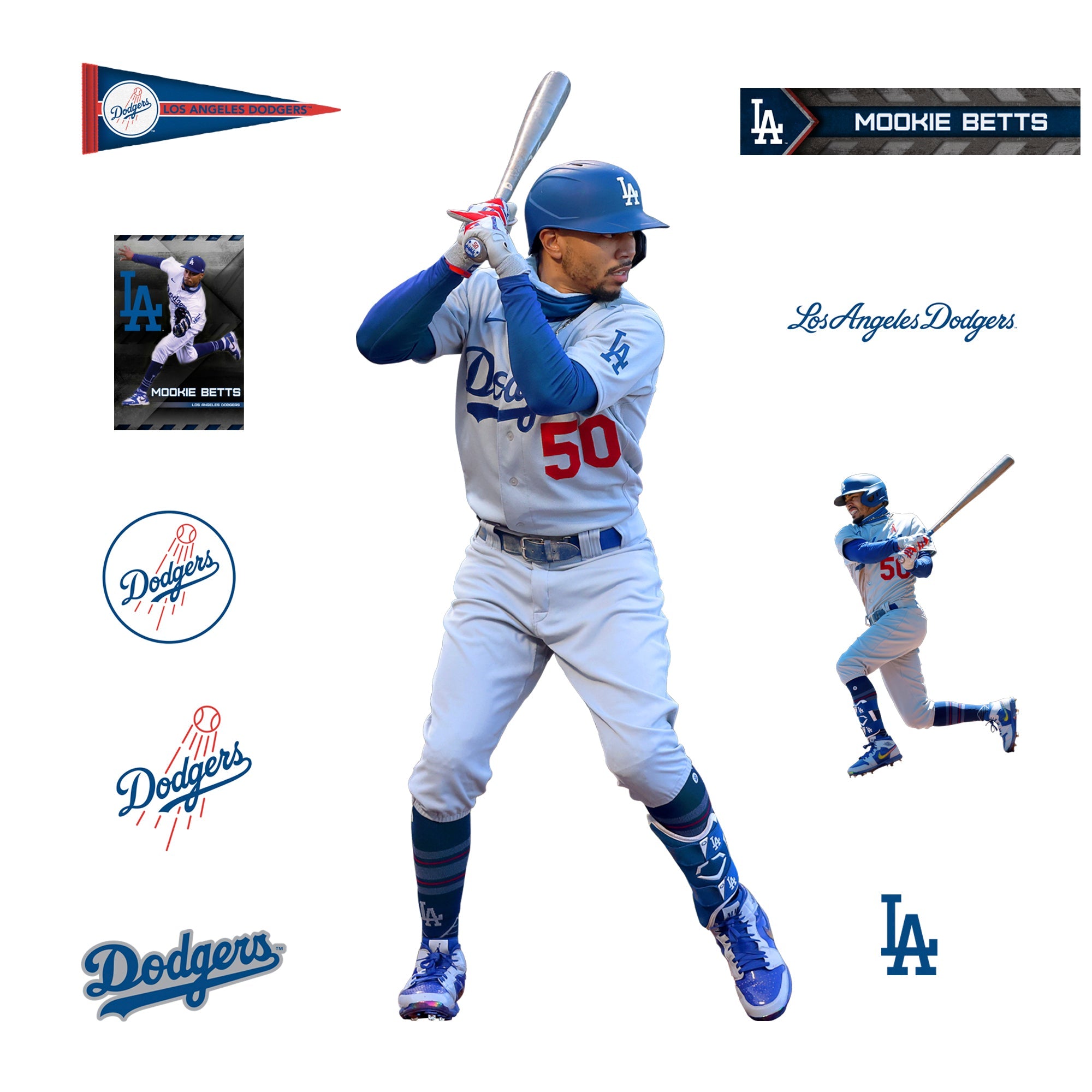 Mookie Betts - RealBig Collection - Official MLB - Los Angeles Dodgers - Reusable Vinyl Wall Decals #1