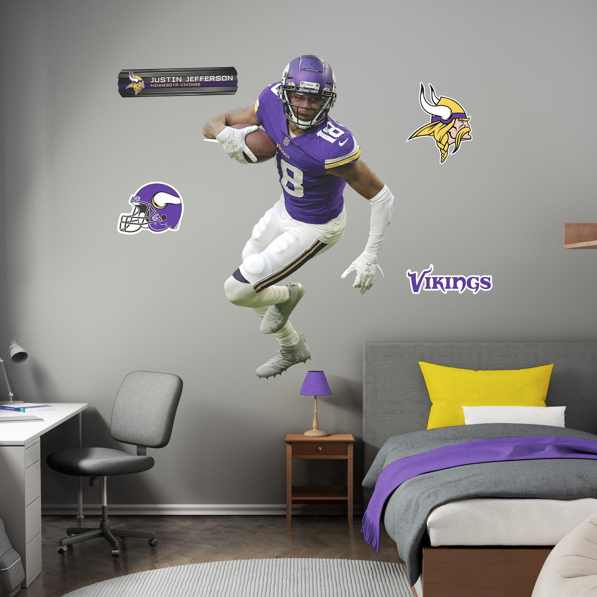 Justin Jefferson - RealBig Collection - Official NFL - Minnesota Vikings - Reusable Vinyl Wall Decals #1