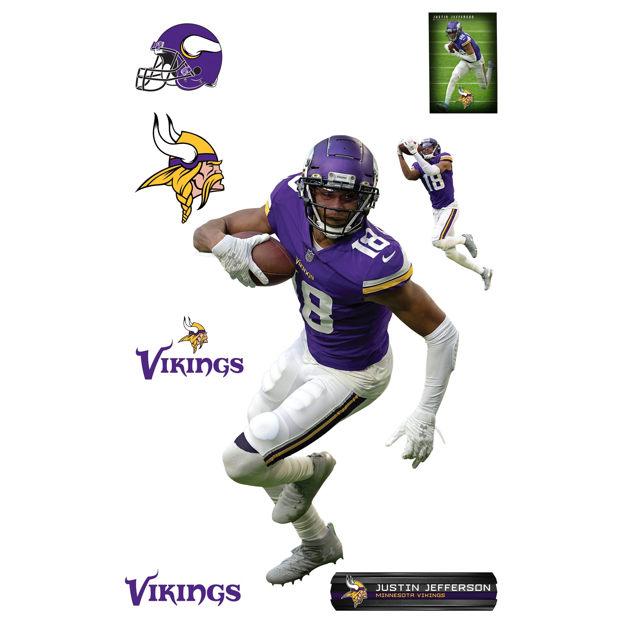 Justin Jefferson - RealBig Collection - Official NFL - Minnesota Vikings - Reusable Vinyl Wall Decals #1