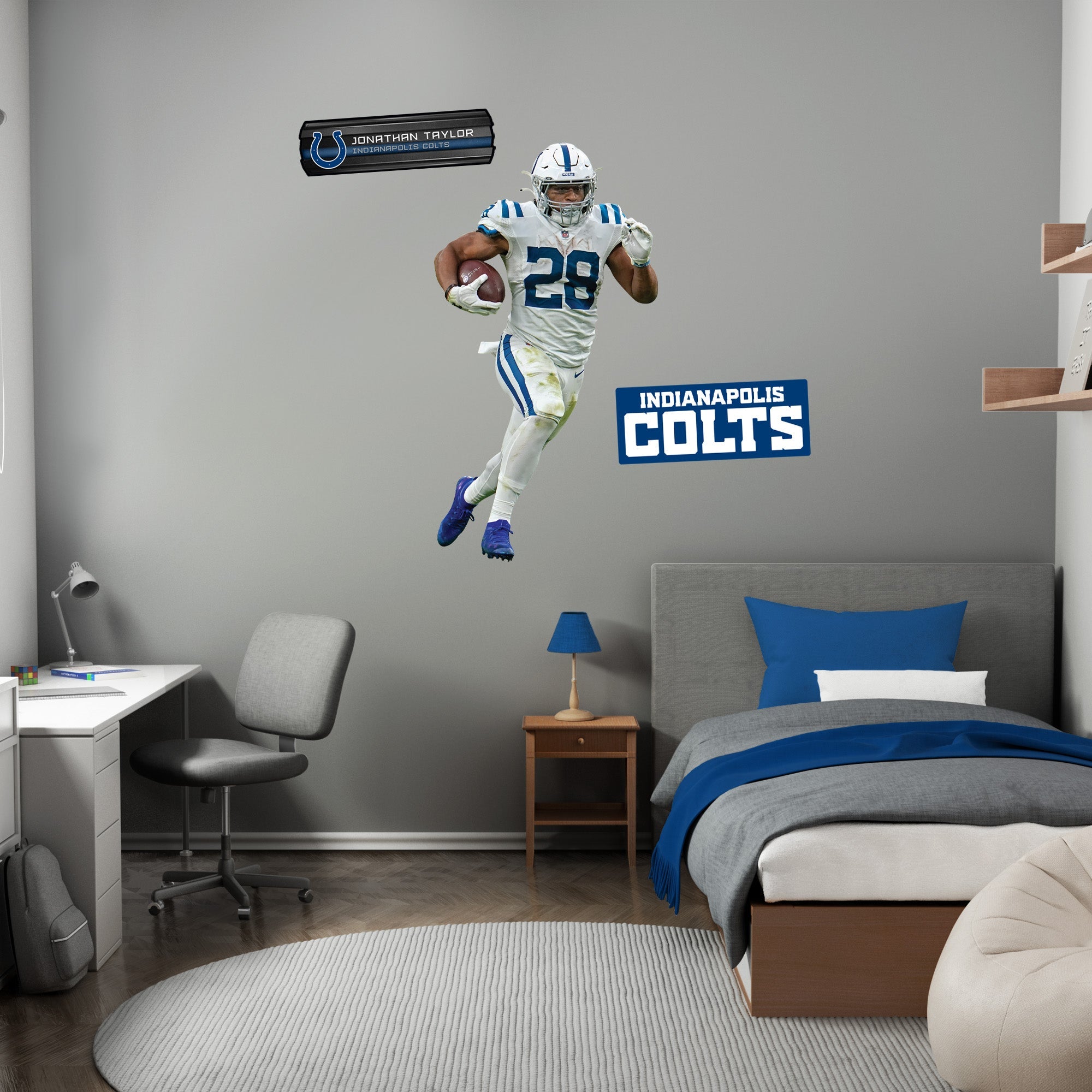 Jonathan Taylor - RealBig Horseshoe Hustle Collection - Official NFL - Indianapolis Colts - Reusable Vinyl Wall Decals