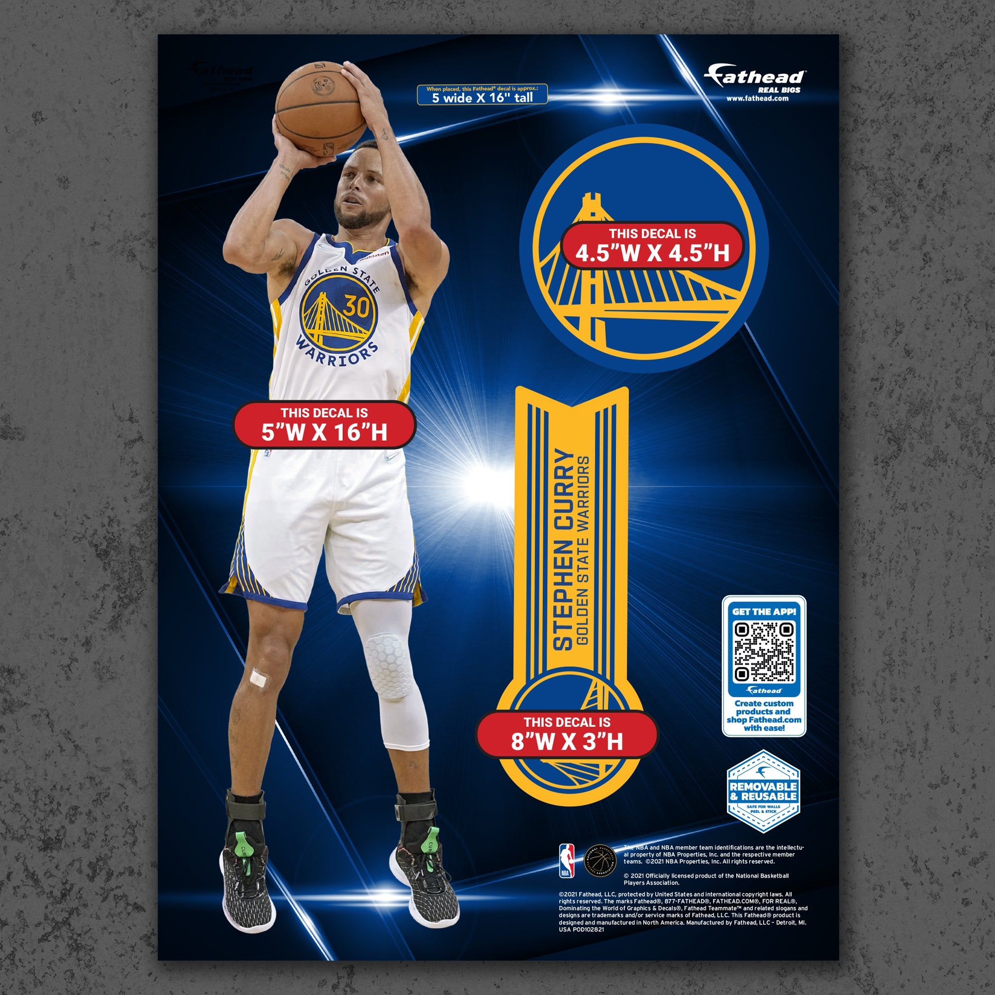 Stephen Curry - RealBig Jumper Collection - Official NBA - Golden State Warriors - Reusable Vinyl Wall Decals