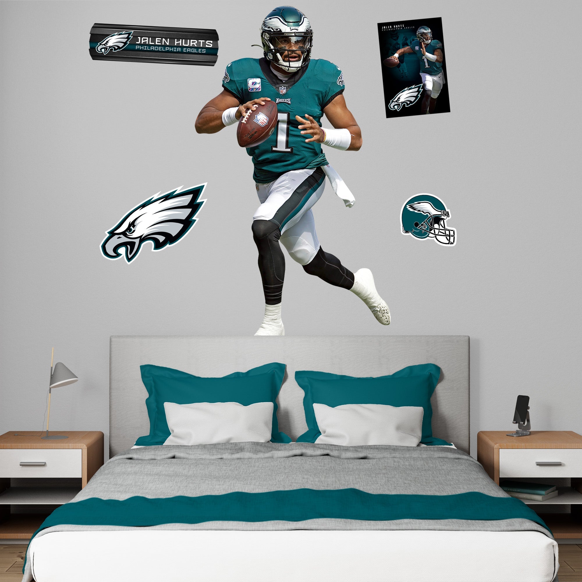 Jalen Hurts - RealBig No. 1 Collection - Official NFL - Philadelphia Eagles - Reusable Vinyl Wall Decals
