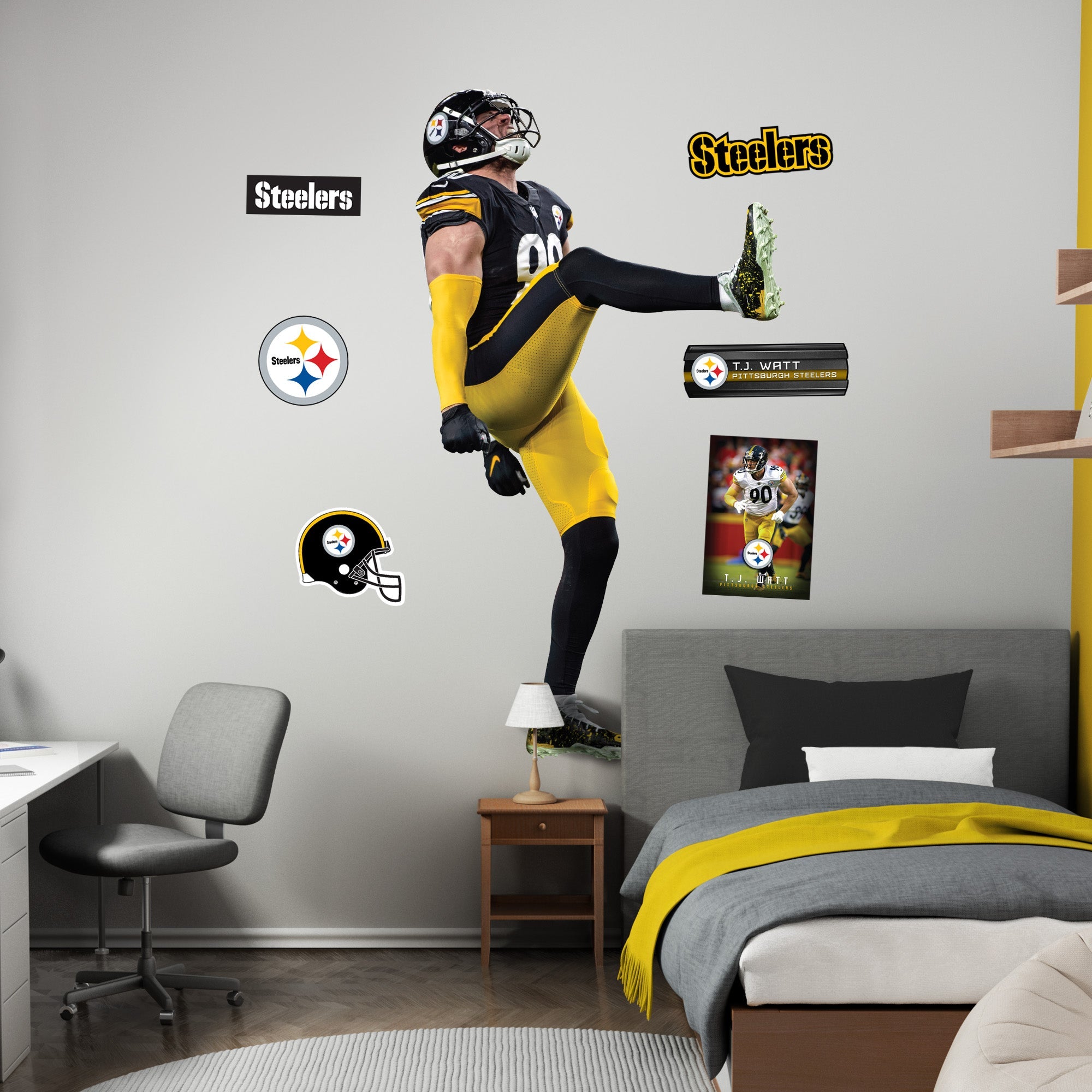 T.J. Watt - RealBig Celebration Collection - Official NFL - Pittsburgh Steelers - Reusable Vinyl Wall Decals