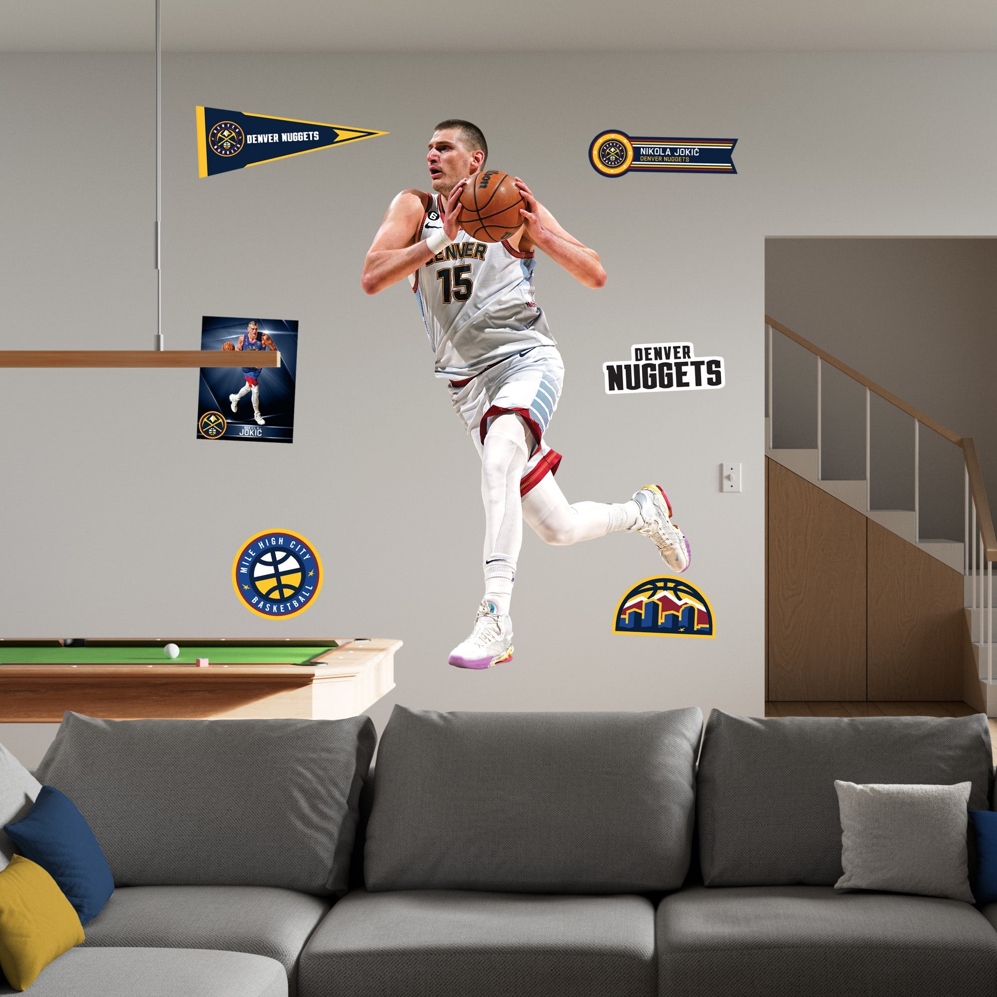 Nikola Jokic - Realbig City Jersey Collection - Official NBA - Denver Nuggets - Reusable Vinyl Wall Decals