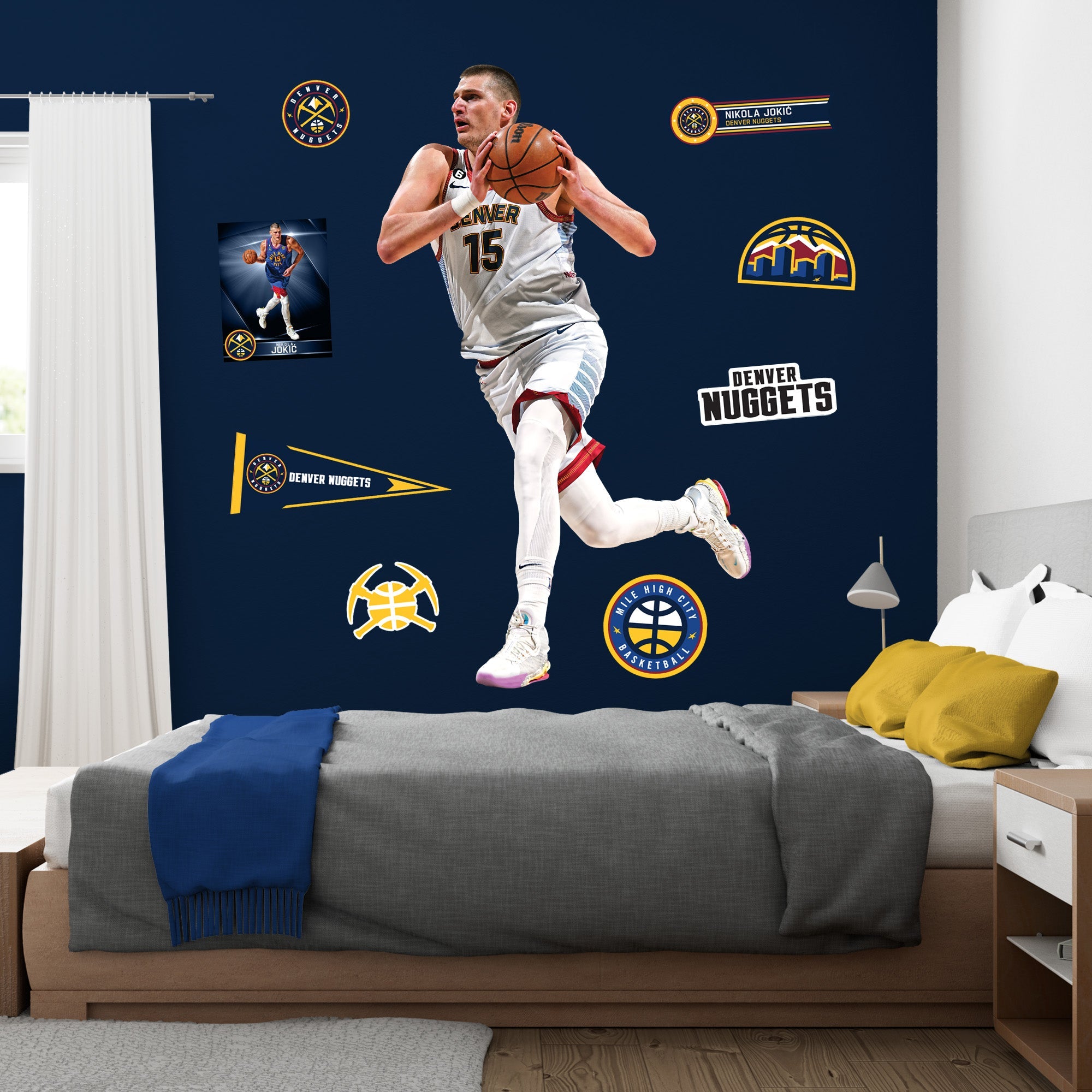 Nikola Jokic - Realbig City Jersey Collection - Official NBA - Denver Nuggets - Reusable Vinyl Wall Decals
