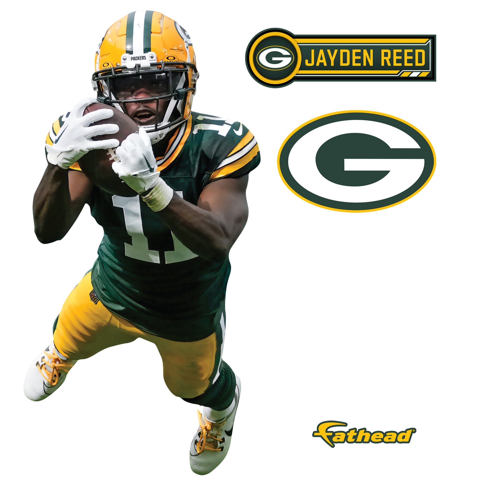 Jayden Reed - RealBig Diving Catch Collection - Official NFL - Green Bay Packers - Reusable Vinyl Wall Decals