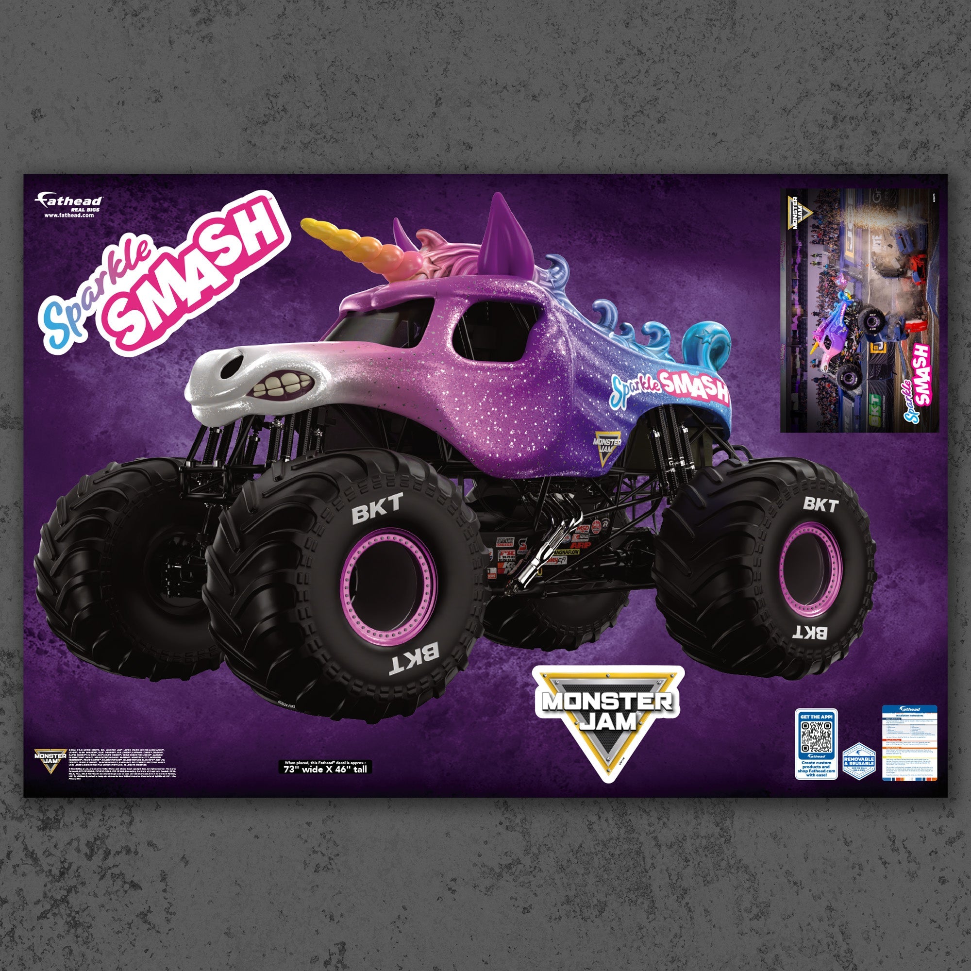 Sparkle Smash - RealBig Collection - Official Monster Jam - Reusable Vinyl Wall Decals