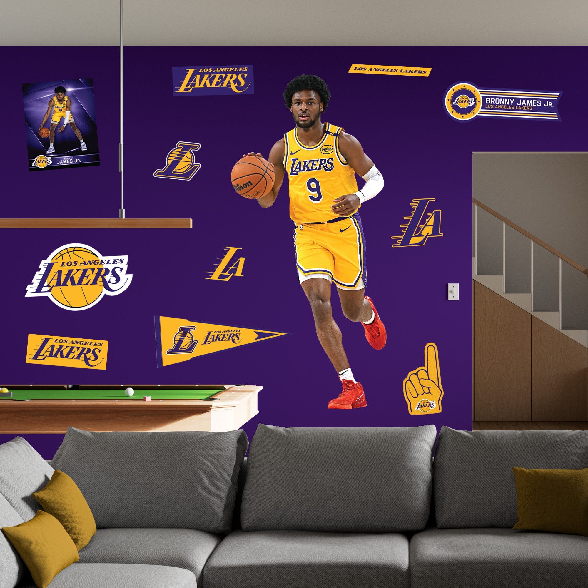 Bronny James - RealBig Collection - Official NBA - Los Angeles Lakers - Reusable Vinyl Wall Decals