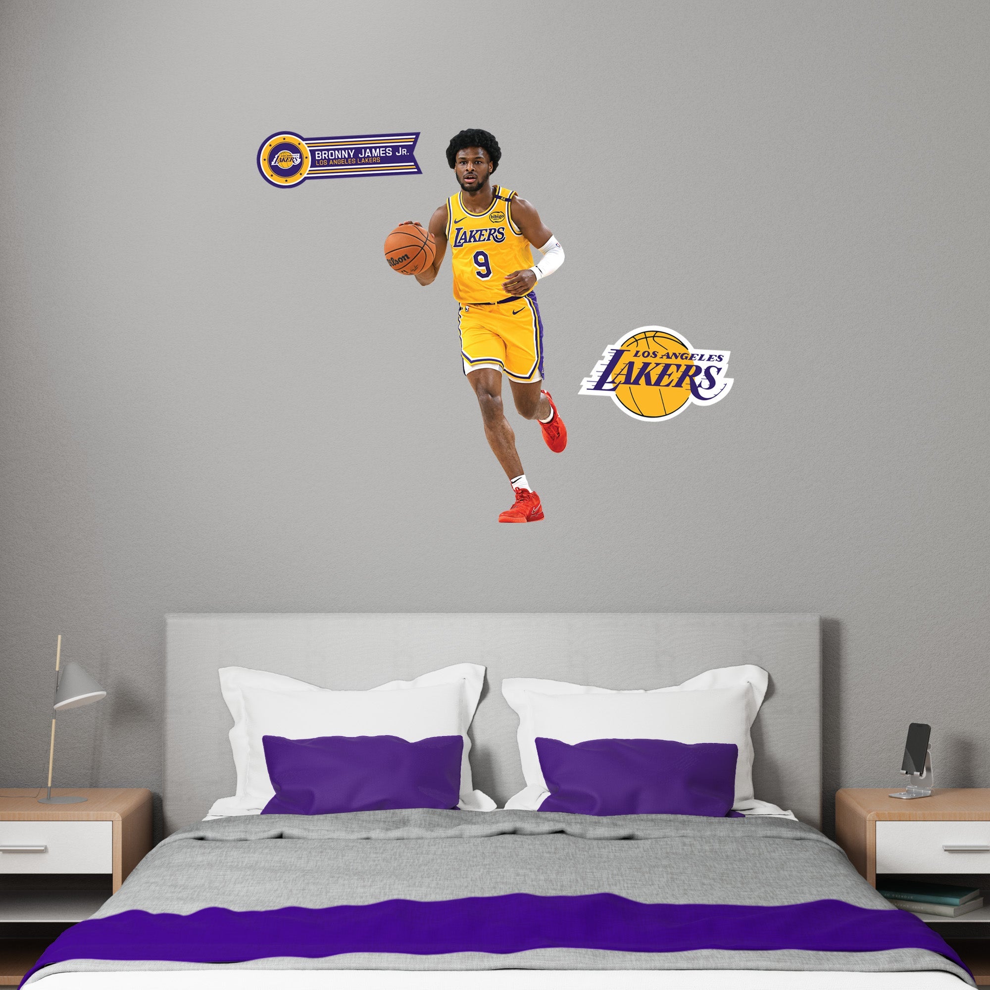 Bronny James - RealBig Collection - Official NBA - Los Angeles Lakers - Reusable Vinyl Wall Decals