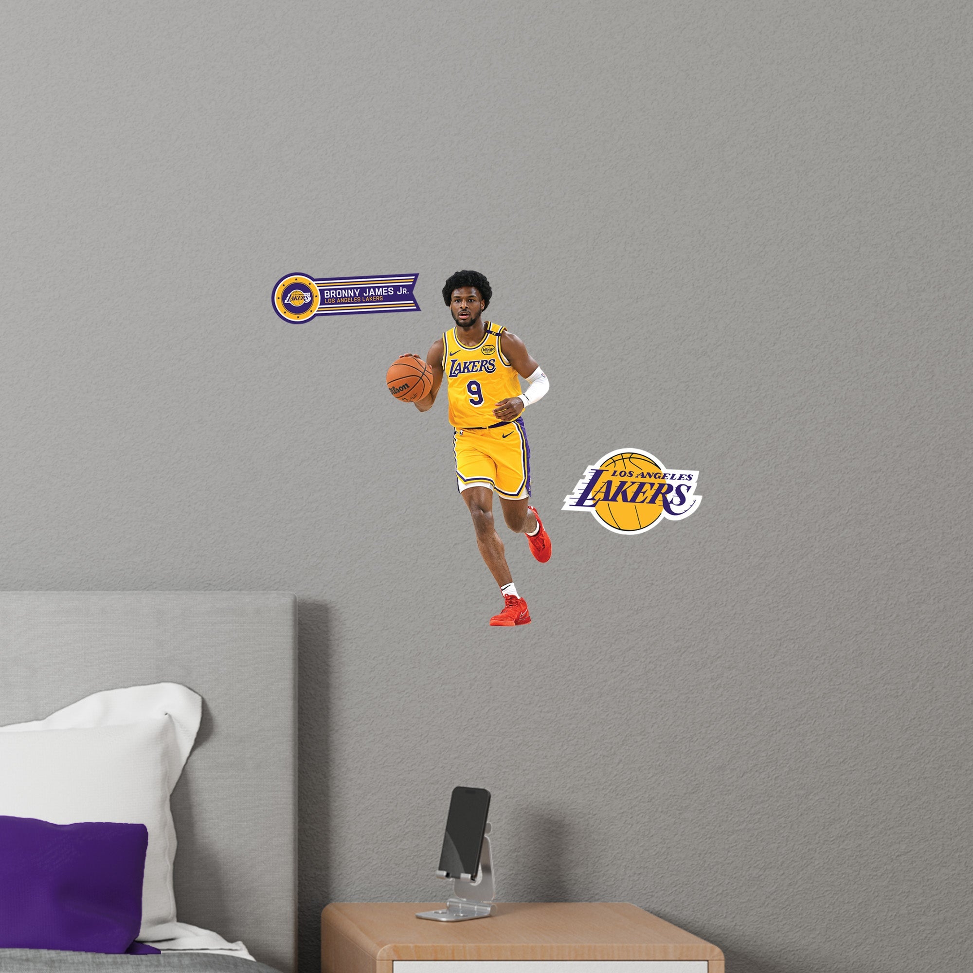 Bronny James - RealBig Collection - Official NBA - Los Angeles Lakers - Reusable Vinyl Wall Decals