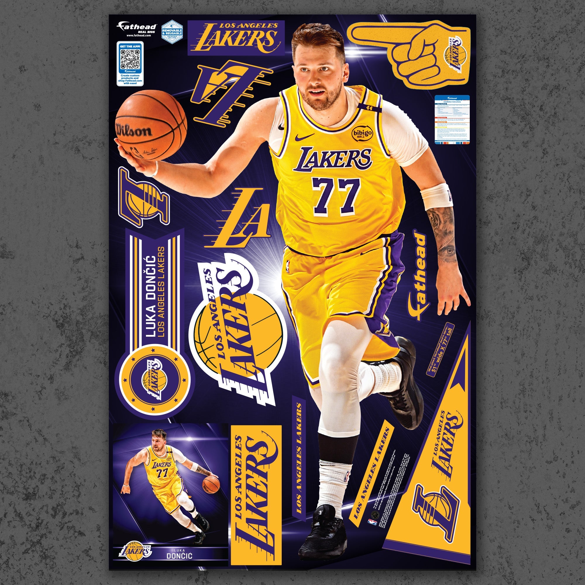 Luka Doncic - RealBig Collection - Official NBA - Los Angeles Lakers - Reusable Vinyl Wall Decals