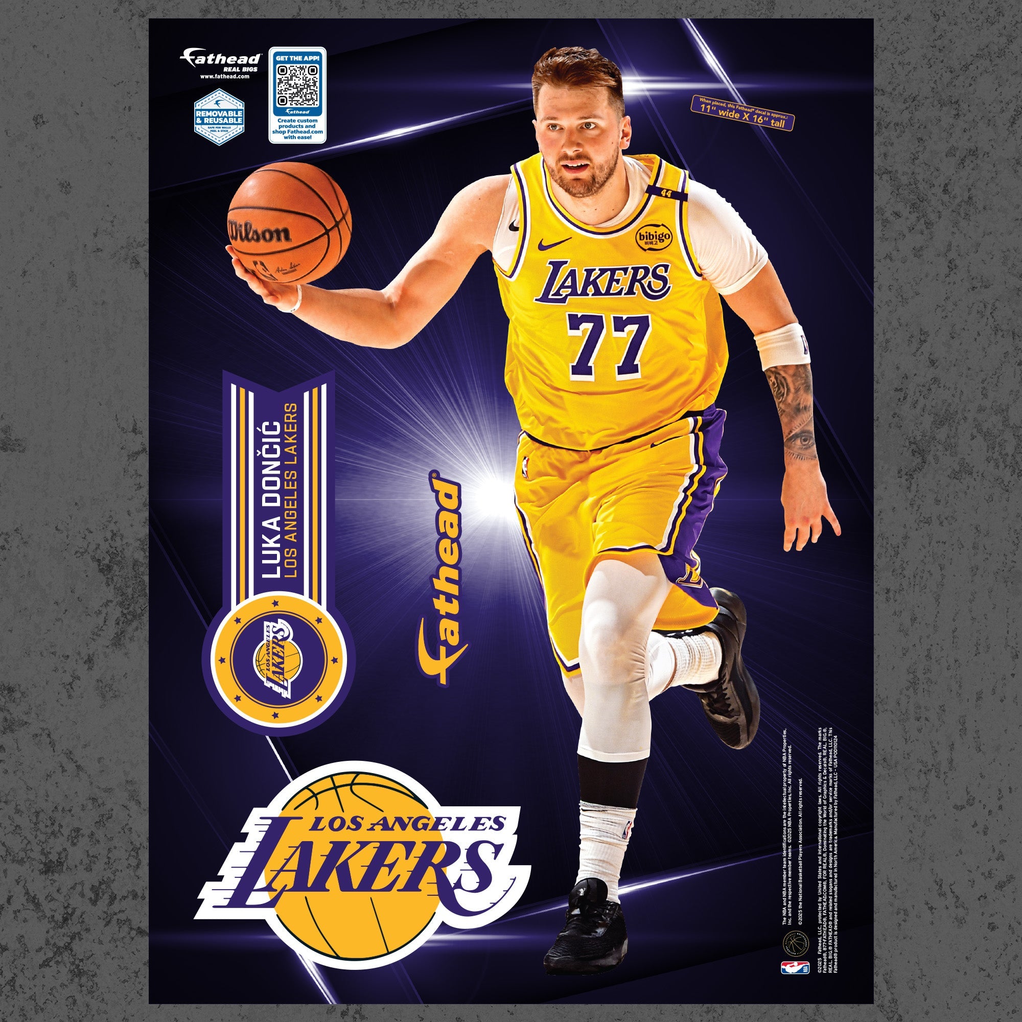 Luka Doncic - RealBig Collection - Official NBA - Los Angeles Lakers - Reusable Vinyl Wall Decals