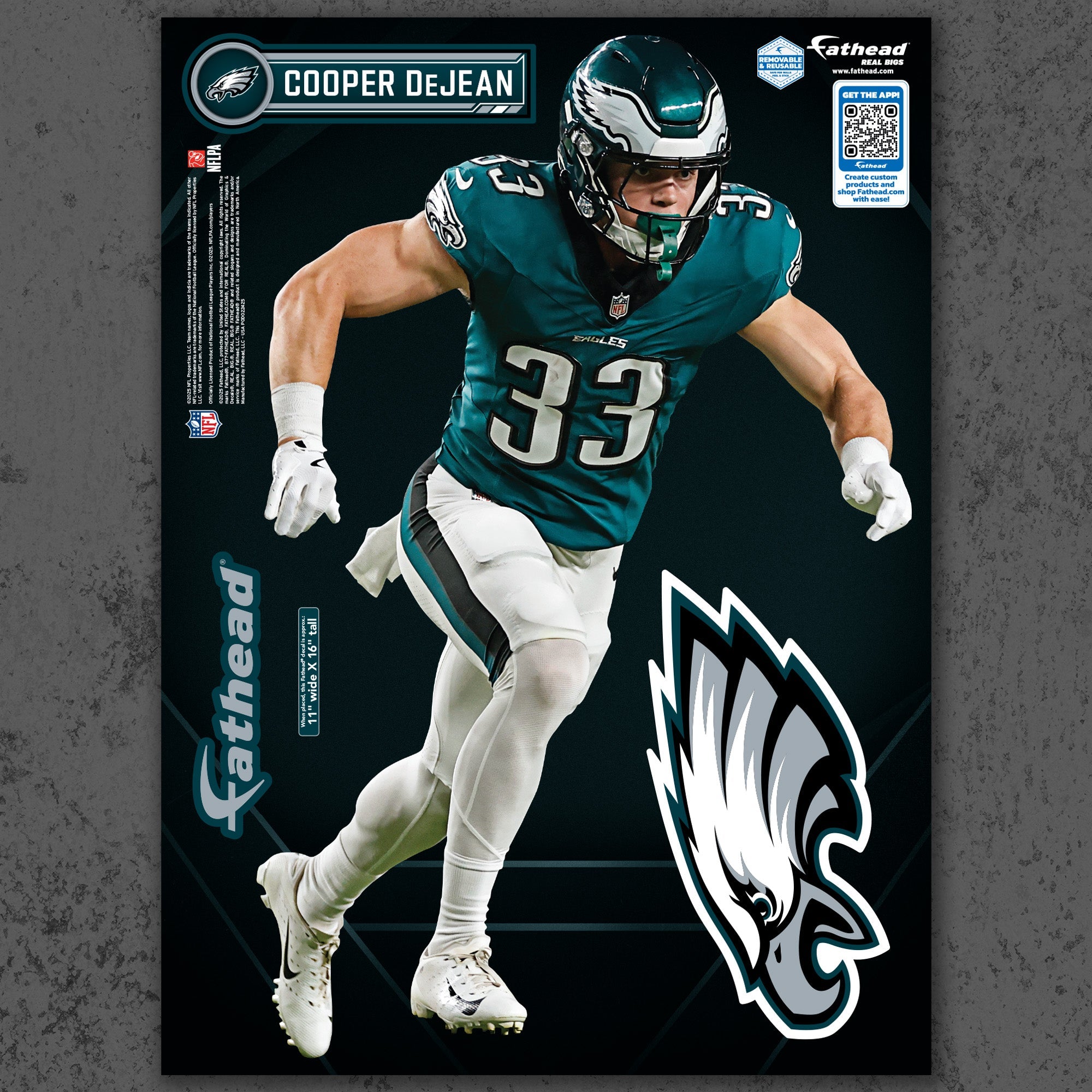 Cooper DeJean - RealBig Collection - Official NFL - Philadelphia Eagles - Reusable Vinyl Wall Decals