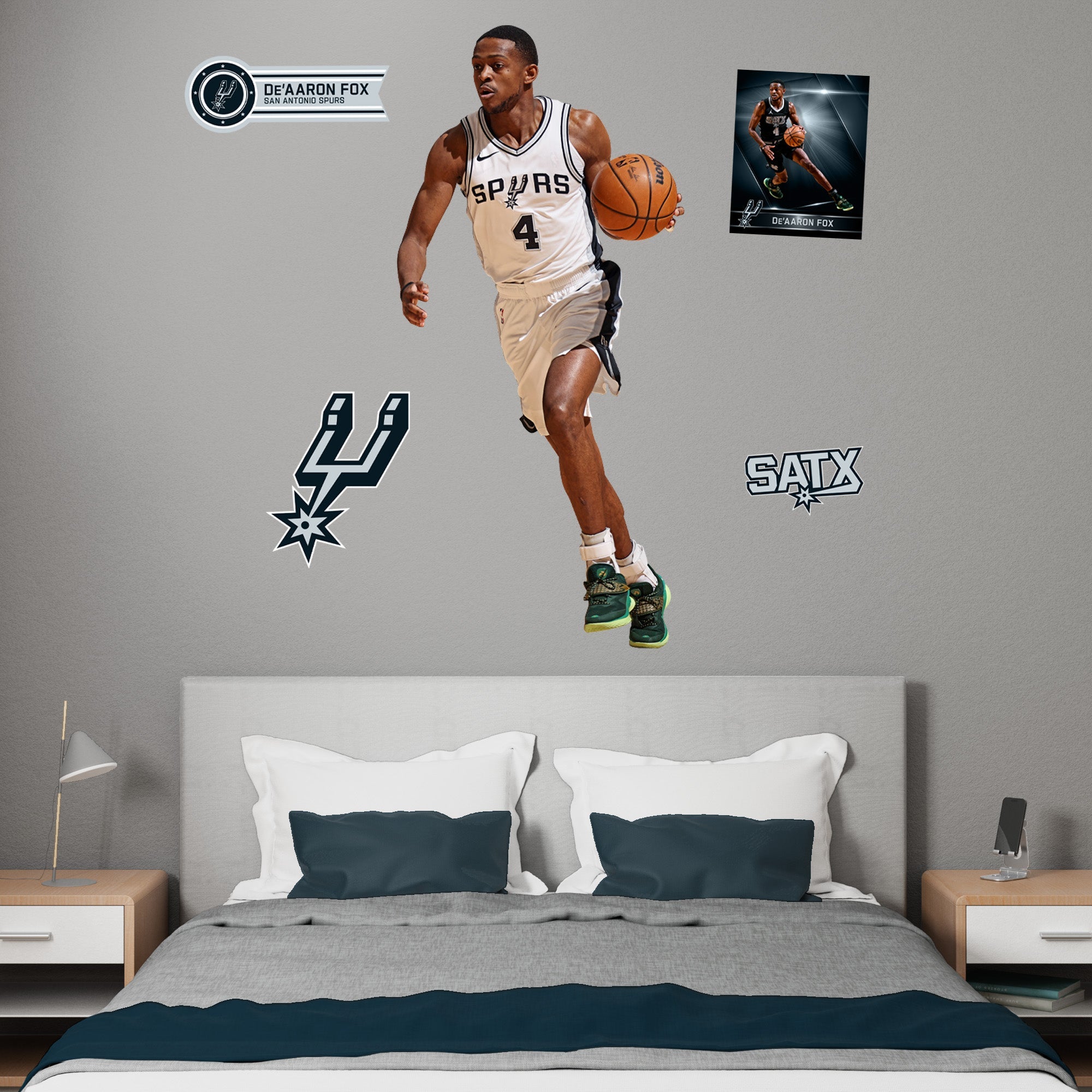 De'Aaron Fox - RealBig Collection - Official NBA - San Antonio Spurs - Reusable Vinyl Wall Decals