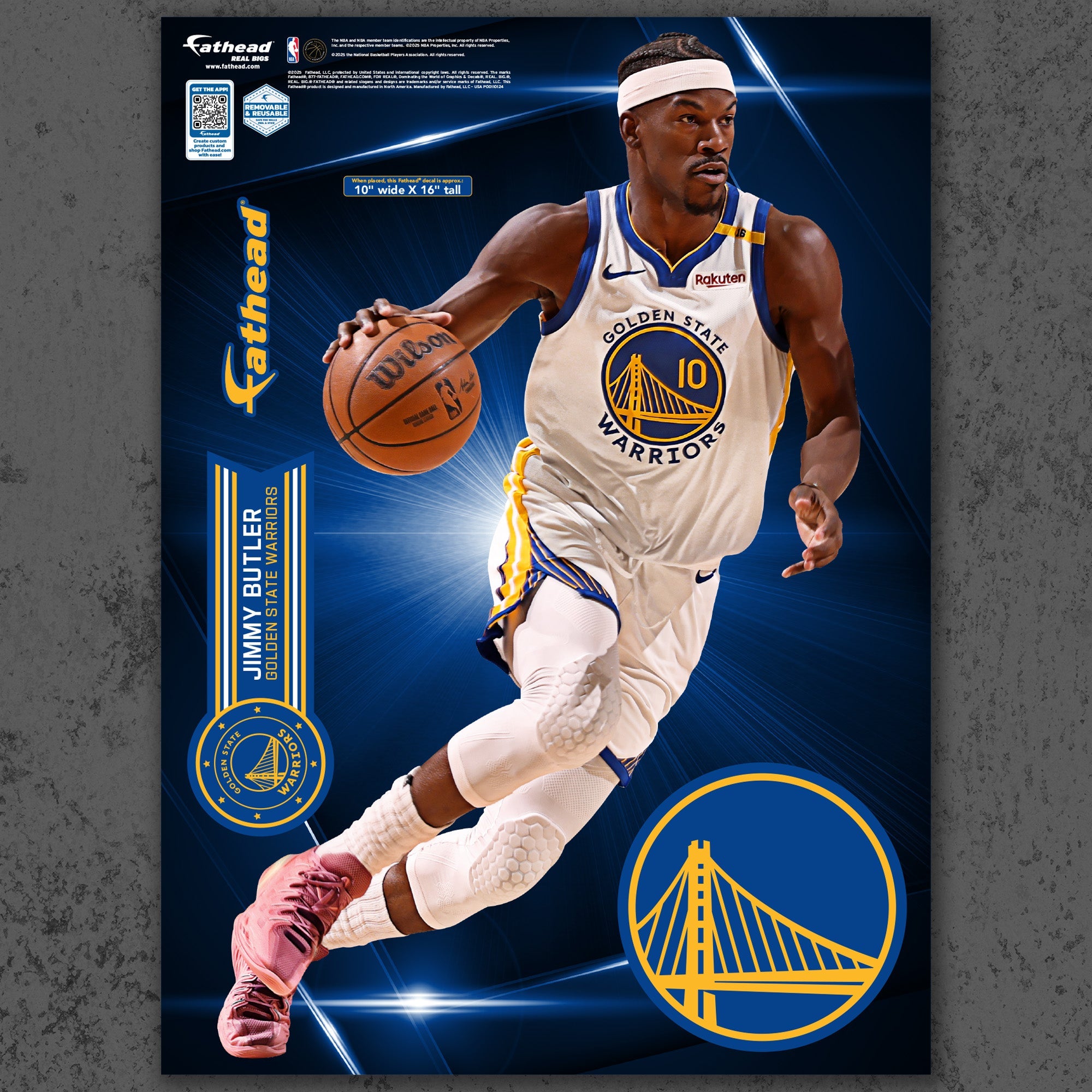 Jimmy Butler - RealBig Collection - Official NBA - Golden State Warriors - Reusable Vinyl Wall Decals