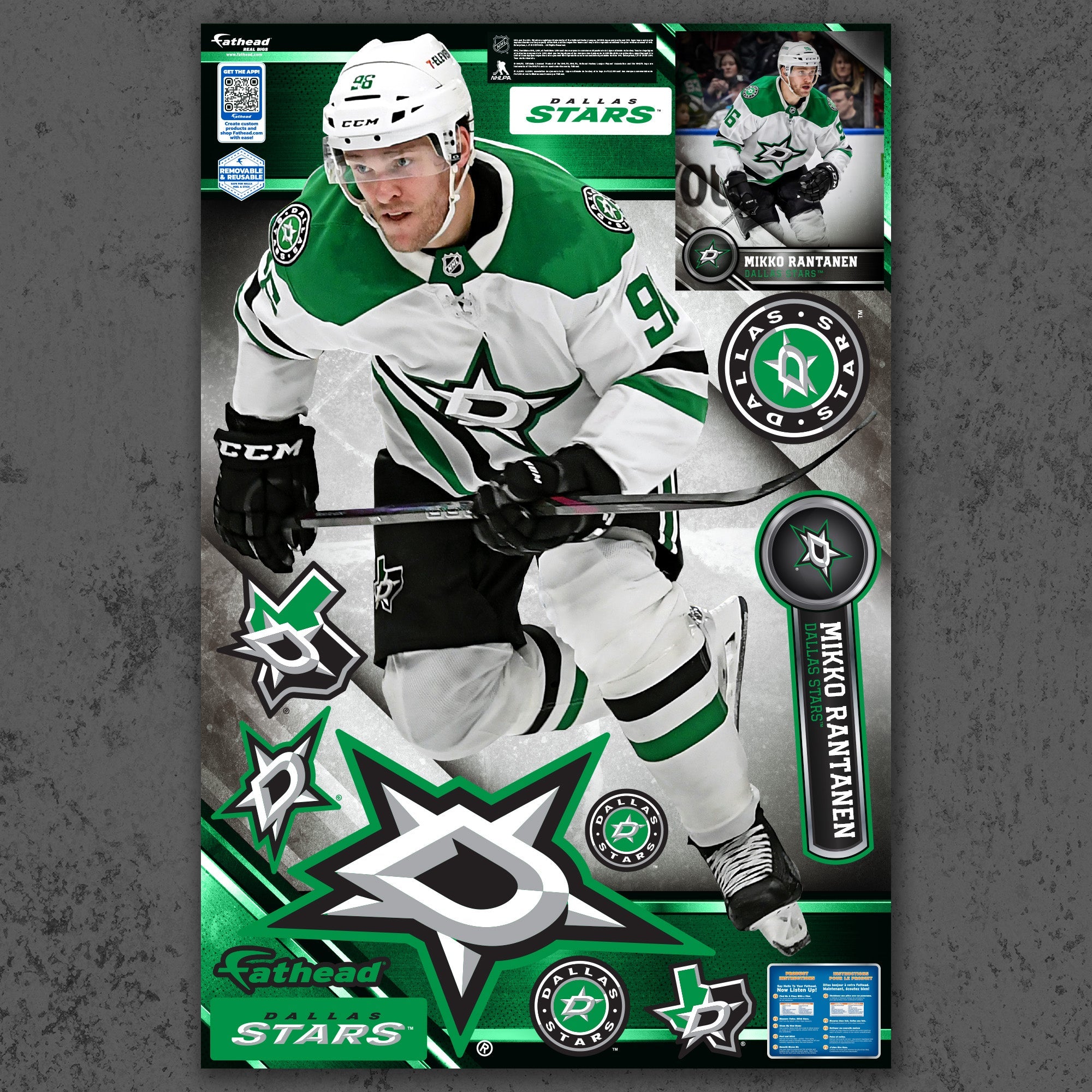 Mikko Rantanen - RealBig Collection - Official NHL - Dallas Stars - Reusable Vinyl Wall Decals