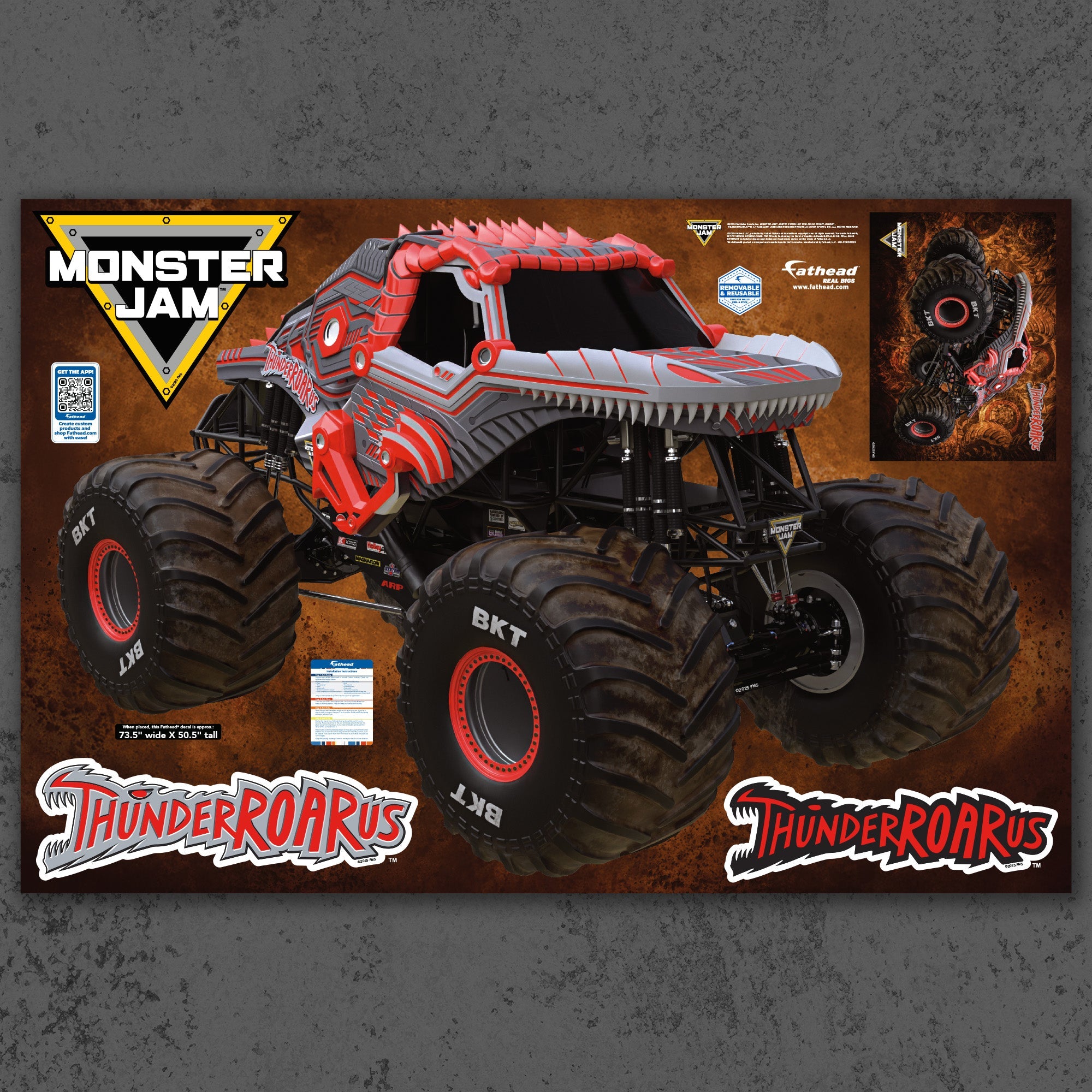 ThunderROARus - RealBig Collection - Official Monster Jam - Reusable Vinyl Wall Decals