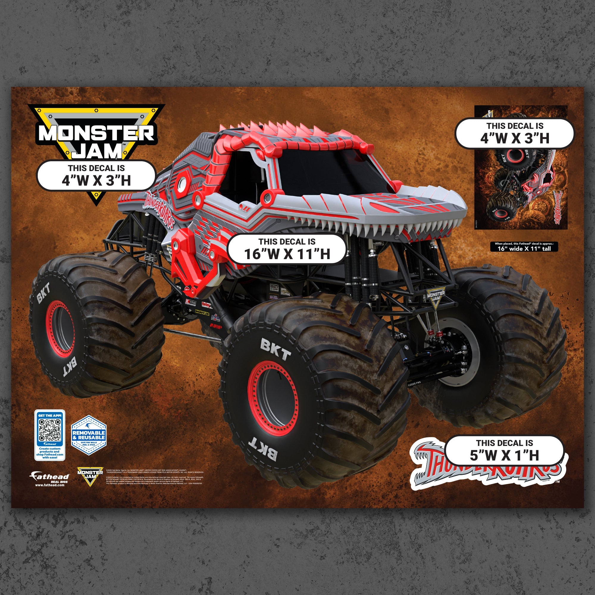 ThunderROARus - RealBig Collection - Official Monster Jam - Reusable Vinyl Wall Decals