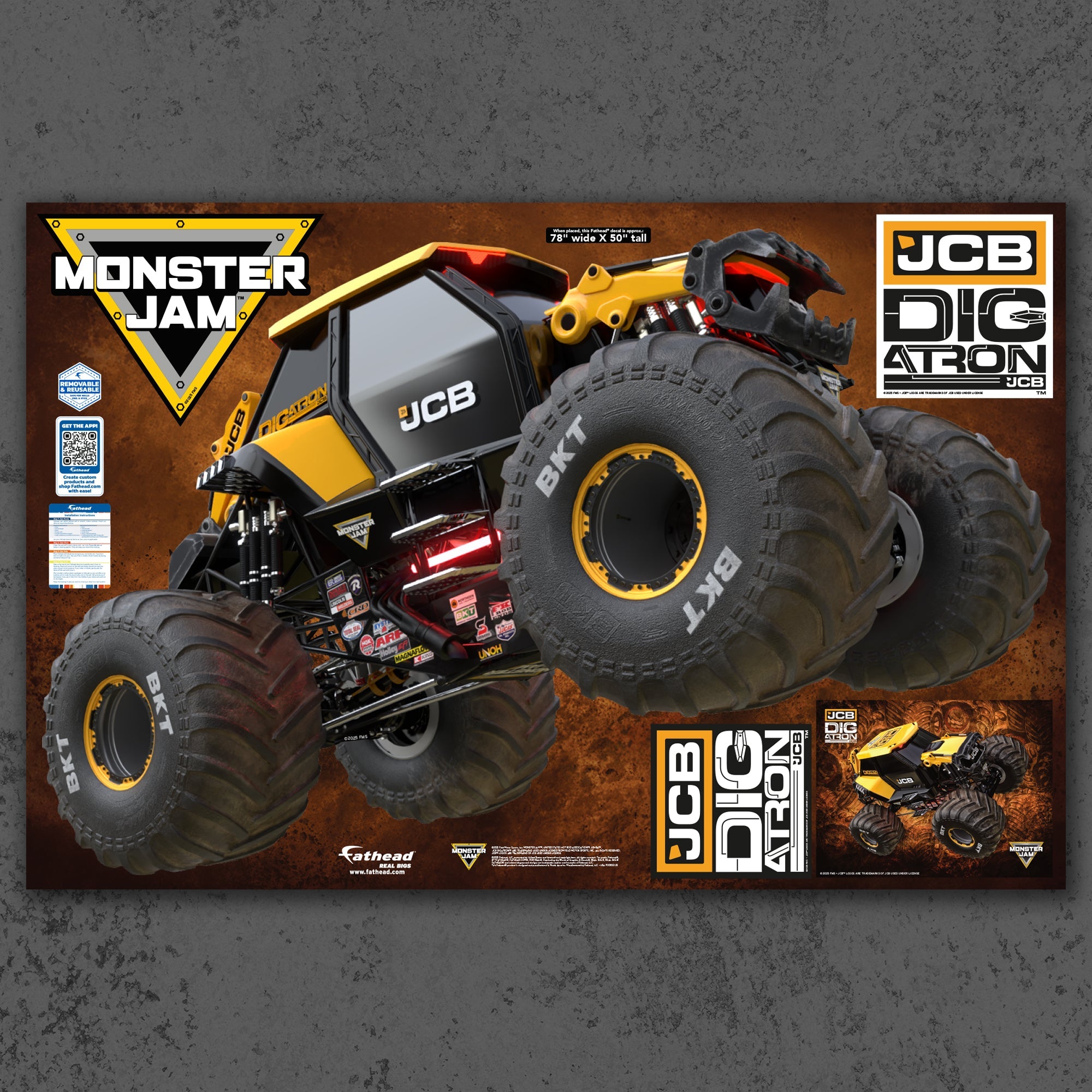 DIGatron - RealBig Collection - Official Monster Jam - Reusable Vinyl Wall Decals