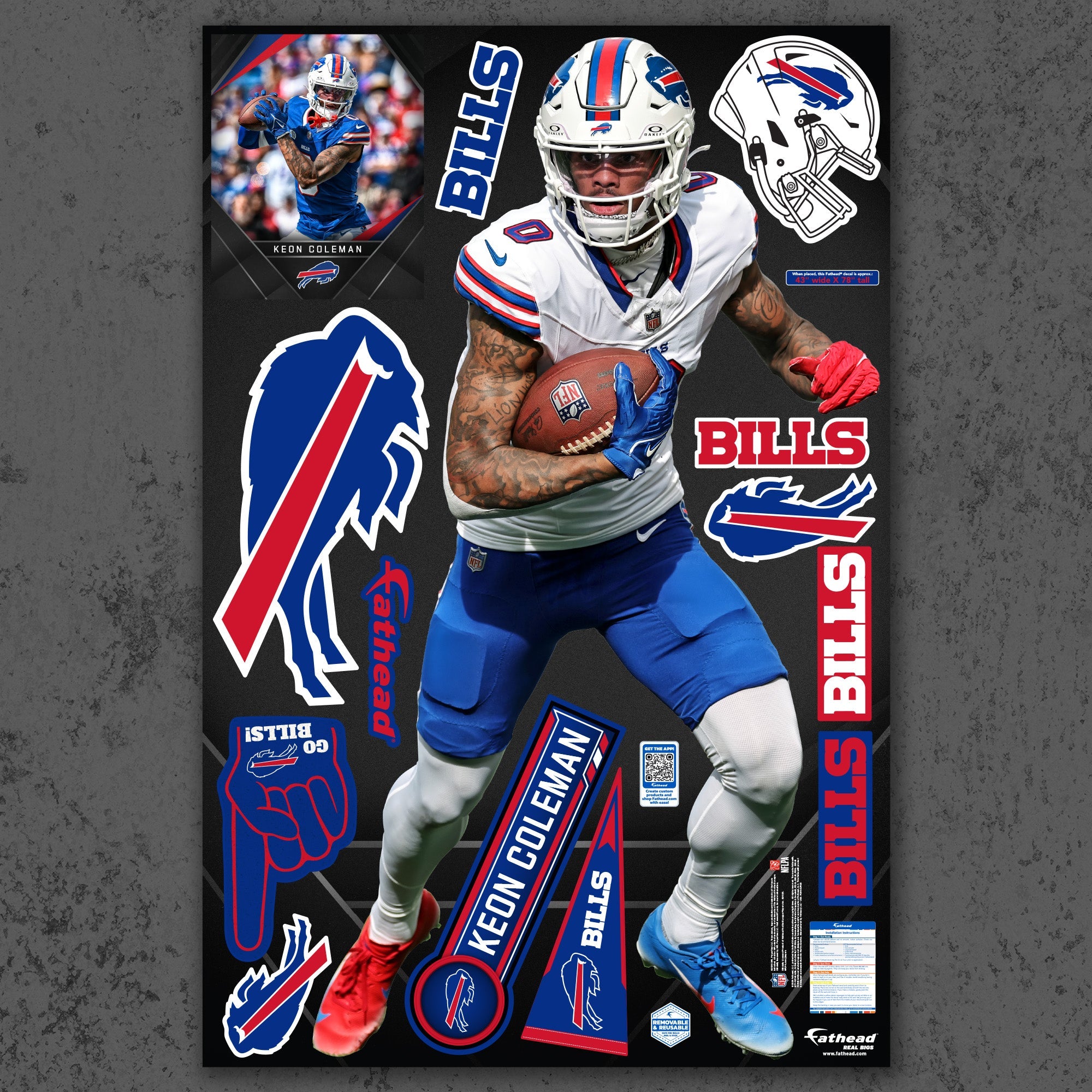 Keon Coleman - RealBig Collection - Official NFL - Buffalo Bills - Reusable Vinyl Wall Decals