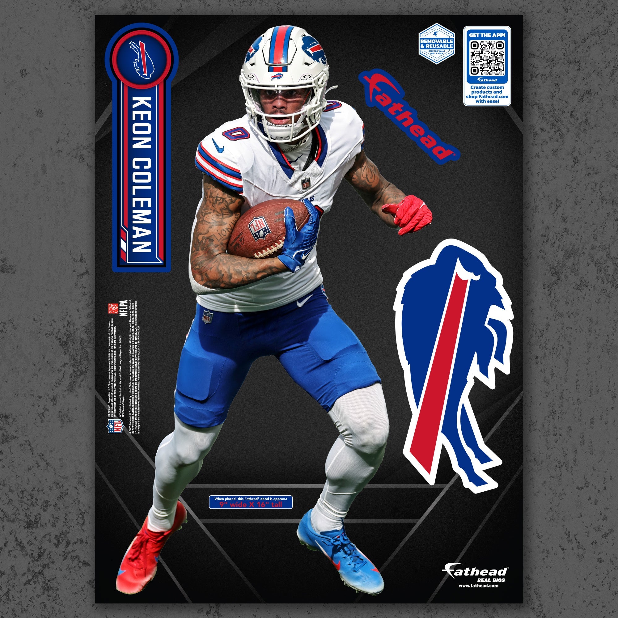 Keon Coleman - RealBig Collection - Official NFL - Buffalo Bills - Reusable Vinyl Wall Decals