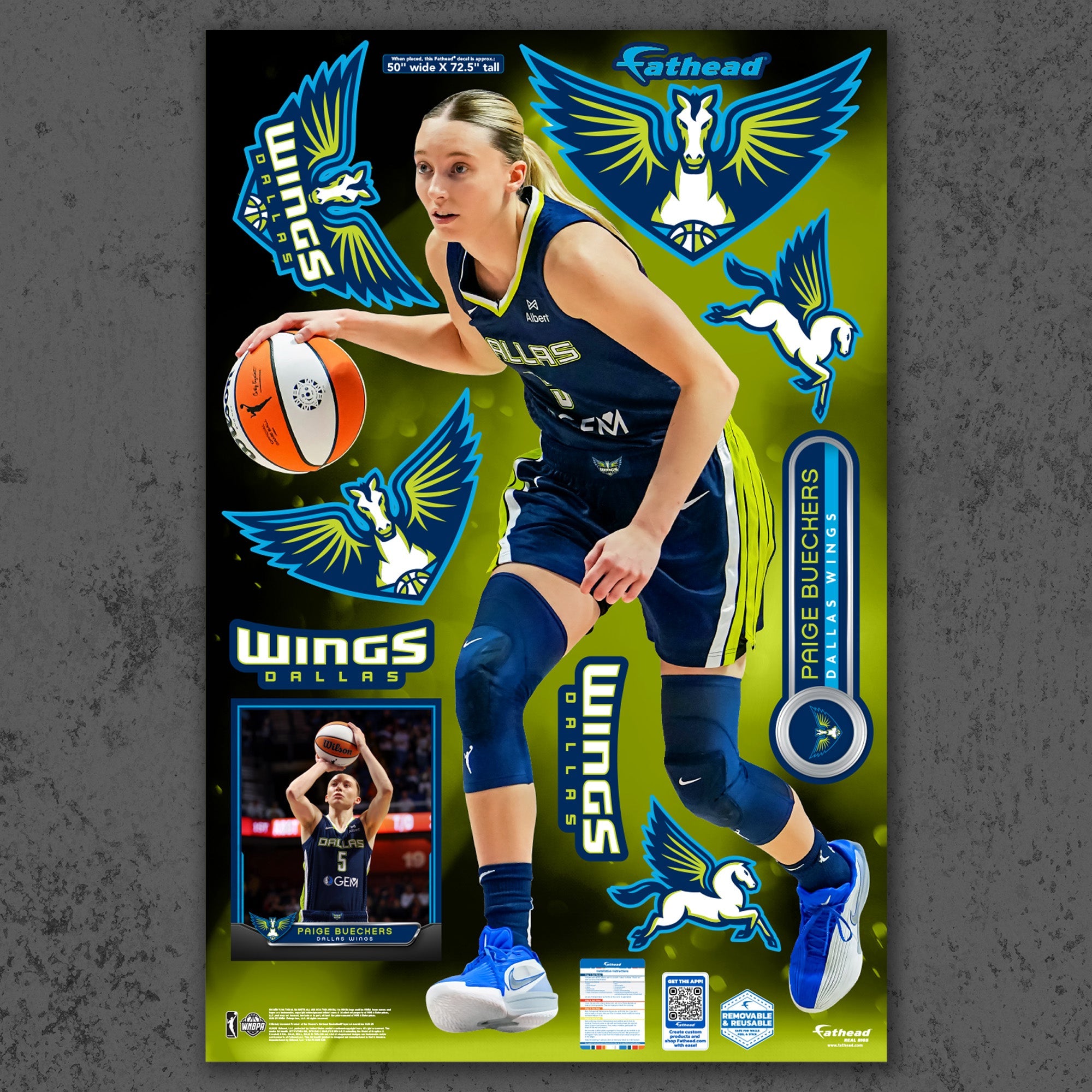 Paige Bueckers - RealBig Collection - Official WNBA - Dallas Wings - Reusable Vinyl Wall Decals