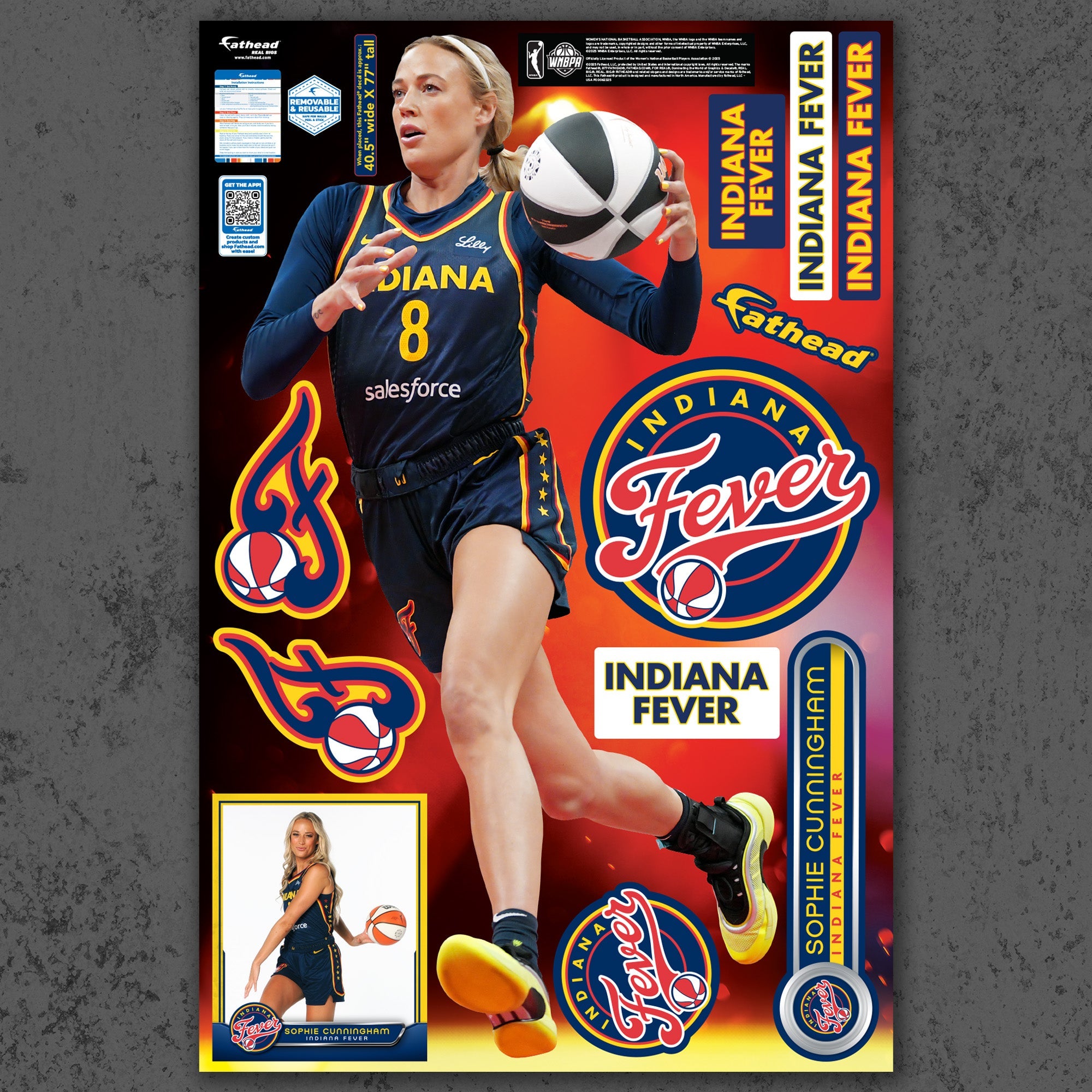 Sophie Cunningham - RealBig Collection - Official WNBA - Indiana Fever - Reusable Vinyl Wall Decals
