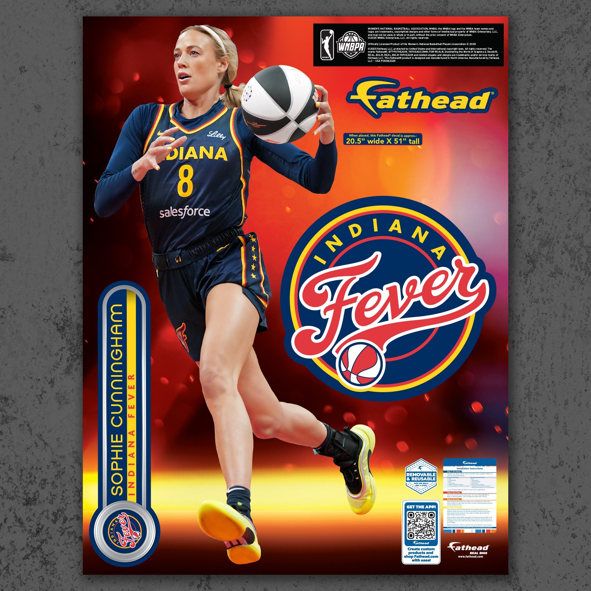 Sophie Cunningham - RealBig Collection - Official WNBA - Indiana Fever - Reusable Vinyl Wall Decals