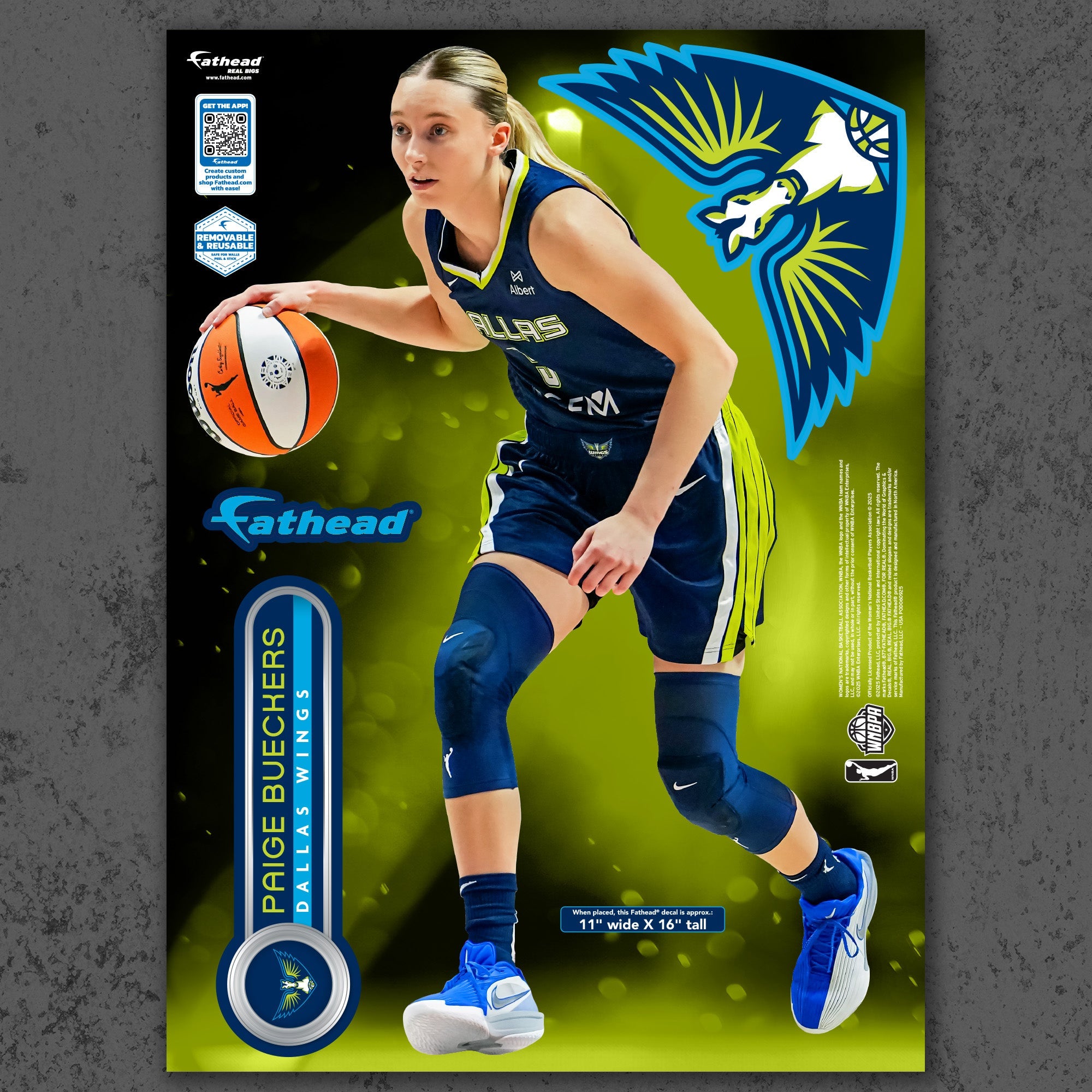 Paige Bueckers - RealBig Collection - Official WNBA - Dallas Wings - Reusable Vinyl Wall Decals