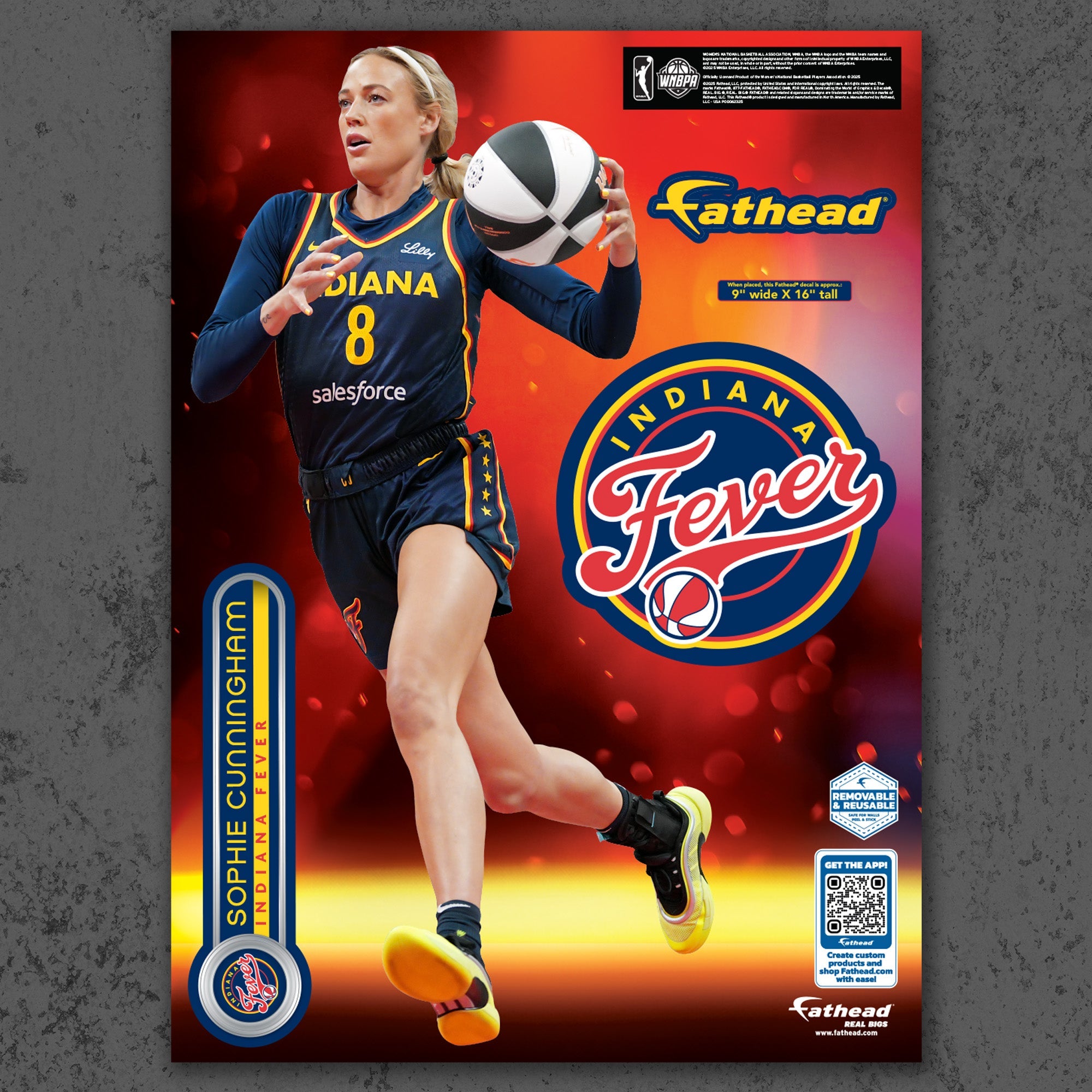 Sophie Cunningham - RealBig Collection - Official WNBA - Indiana Fever - Reusable Vinyl Wall Decals