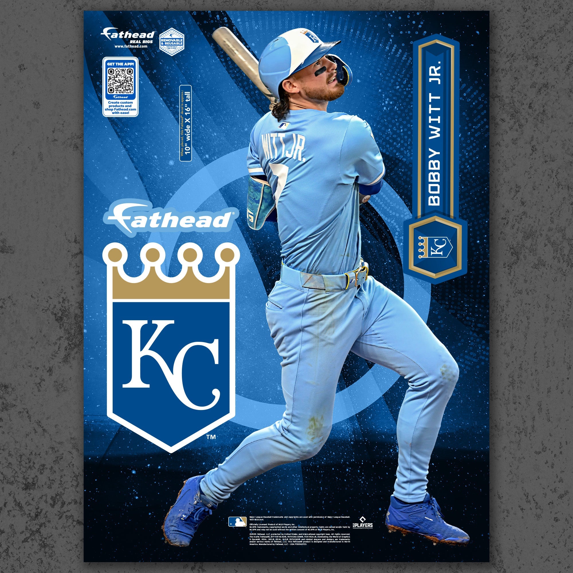 Bobby Witt Jr. - RealBig Collection - Official MLB - Kansas City Royals - Reusable Vinyl Wall Decals