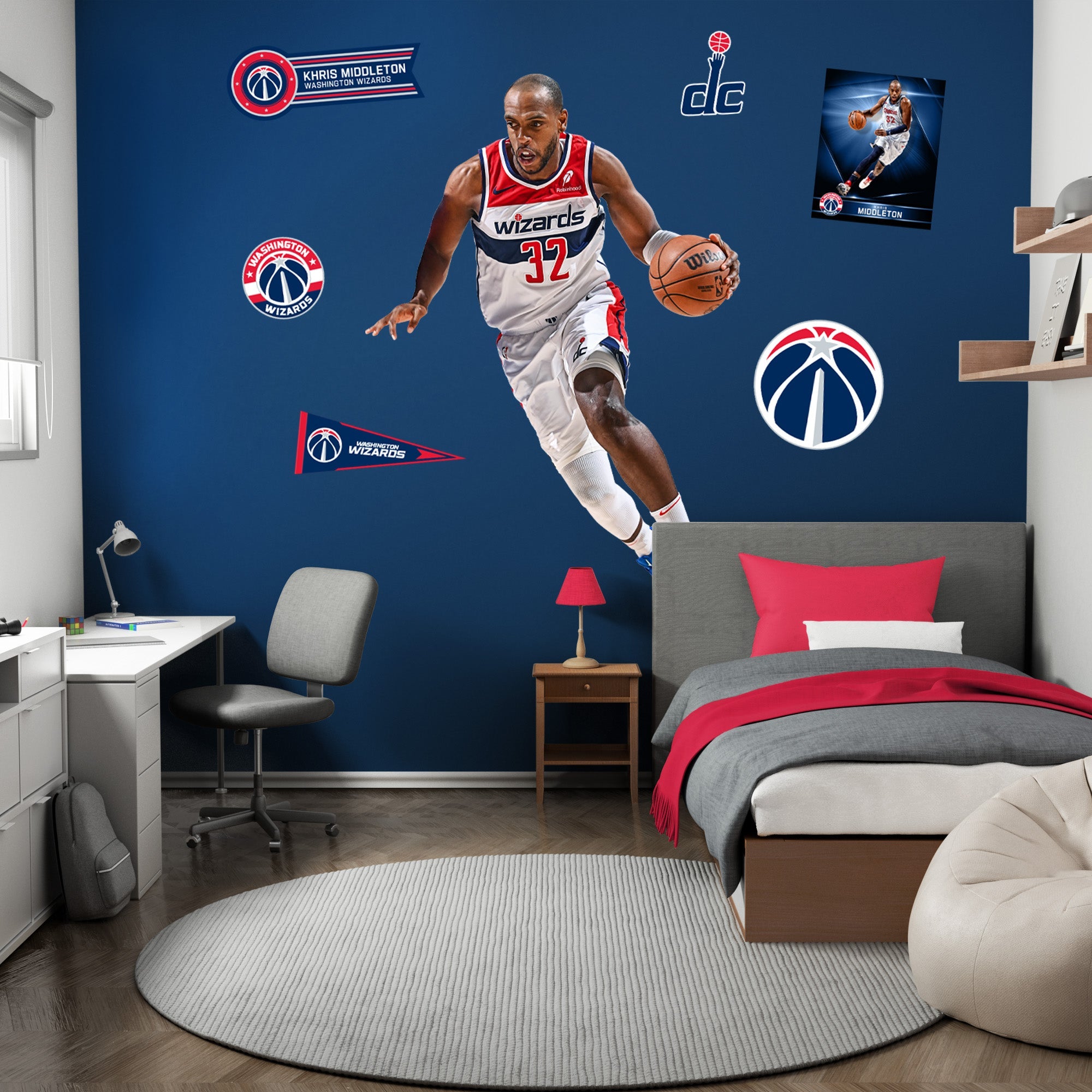 Khris Middleton - RealBig Collection - Official NBA - Washington Wizards - Reusable Vinyl Wall Decals