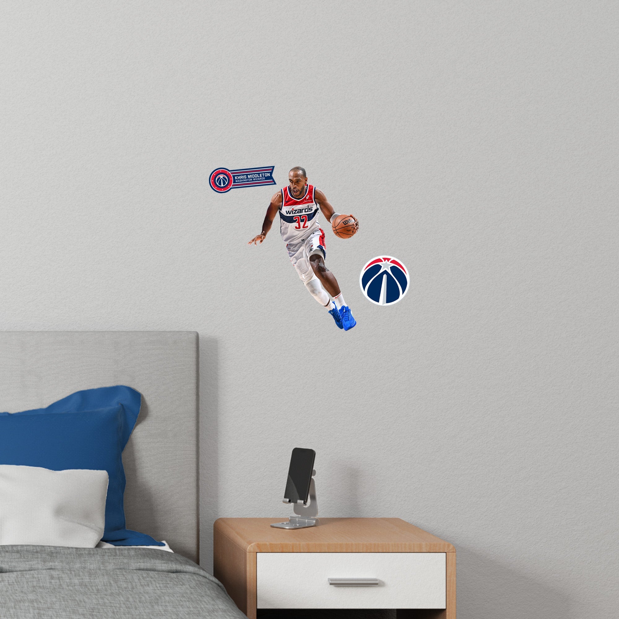 Khris Middleton - RealBig Collection - Official NBA - Washington Wizards - Reusable Vinyl Wall Decals