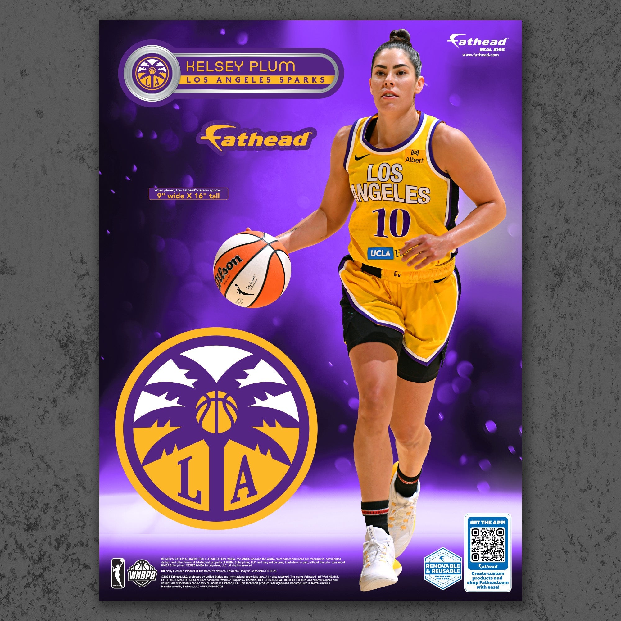 Kelsey Plum - RealBig Collection - Official WNBA - Los Angeles Sparks - Reusable Vinyl Wall Decals