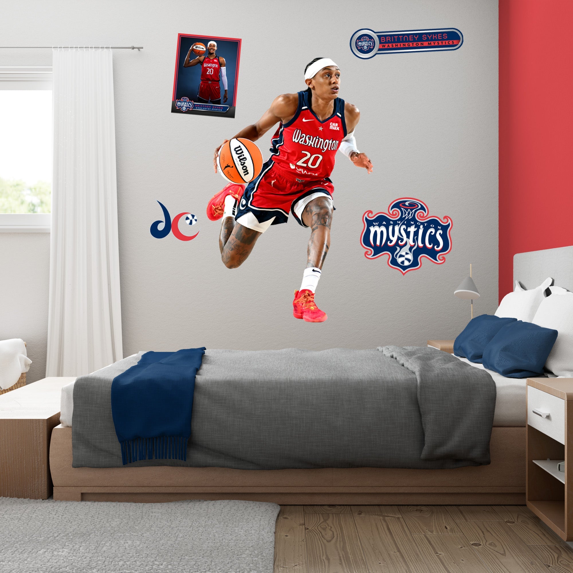 Brittney Sykes - RealBig Collection - Official WNBA - Washington Mystics - Reusable Vinyl Wall Decals