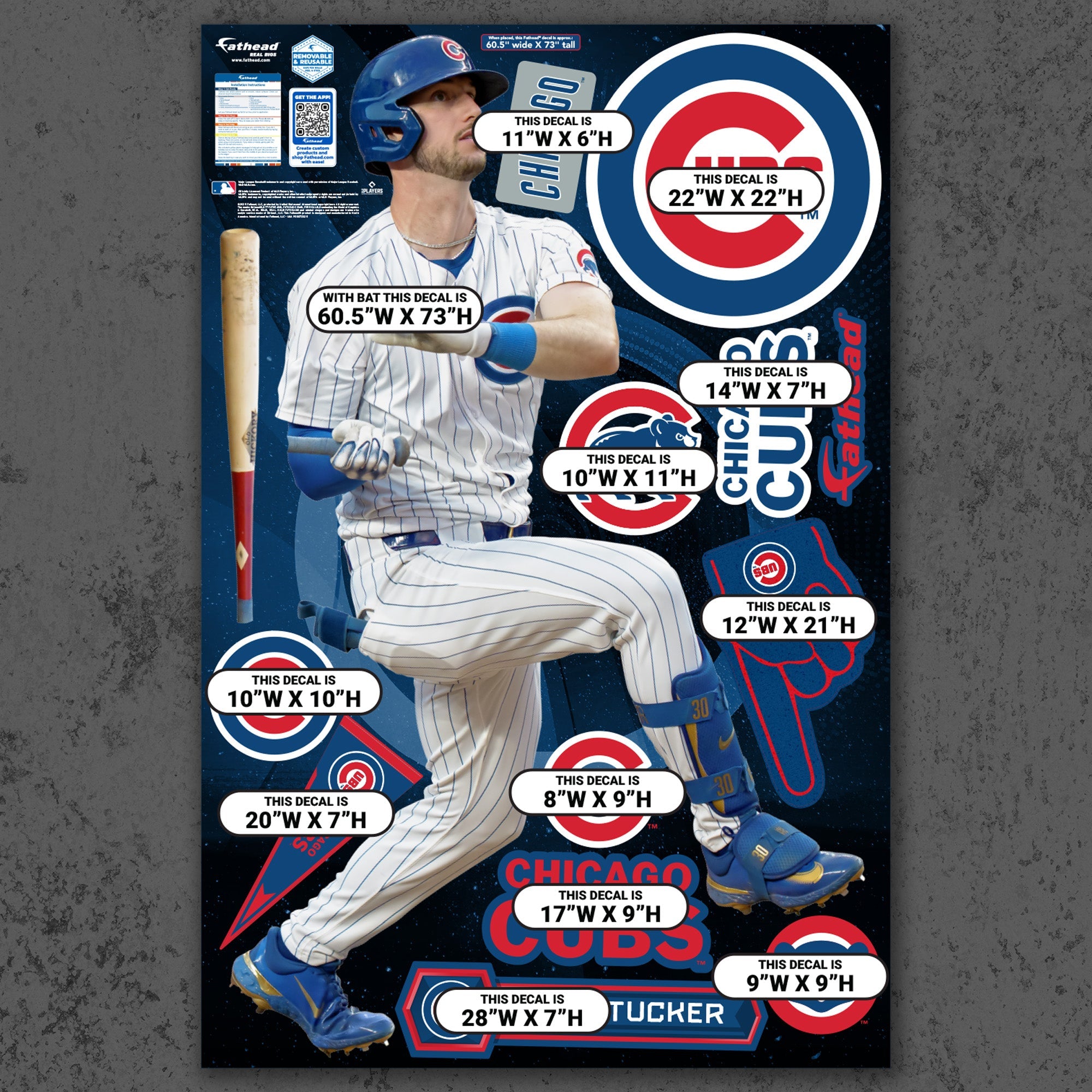Kyle Tucker - RealBig Collection - Official MLB - Chicago Cubs - Reusable Vinyl Wall Decals