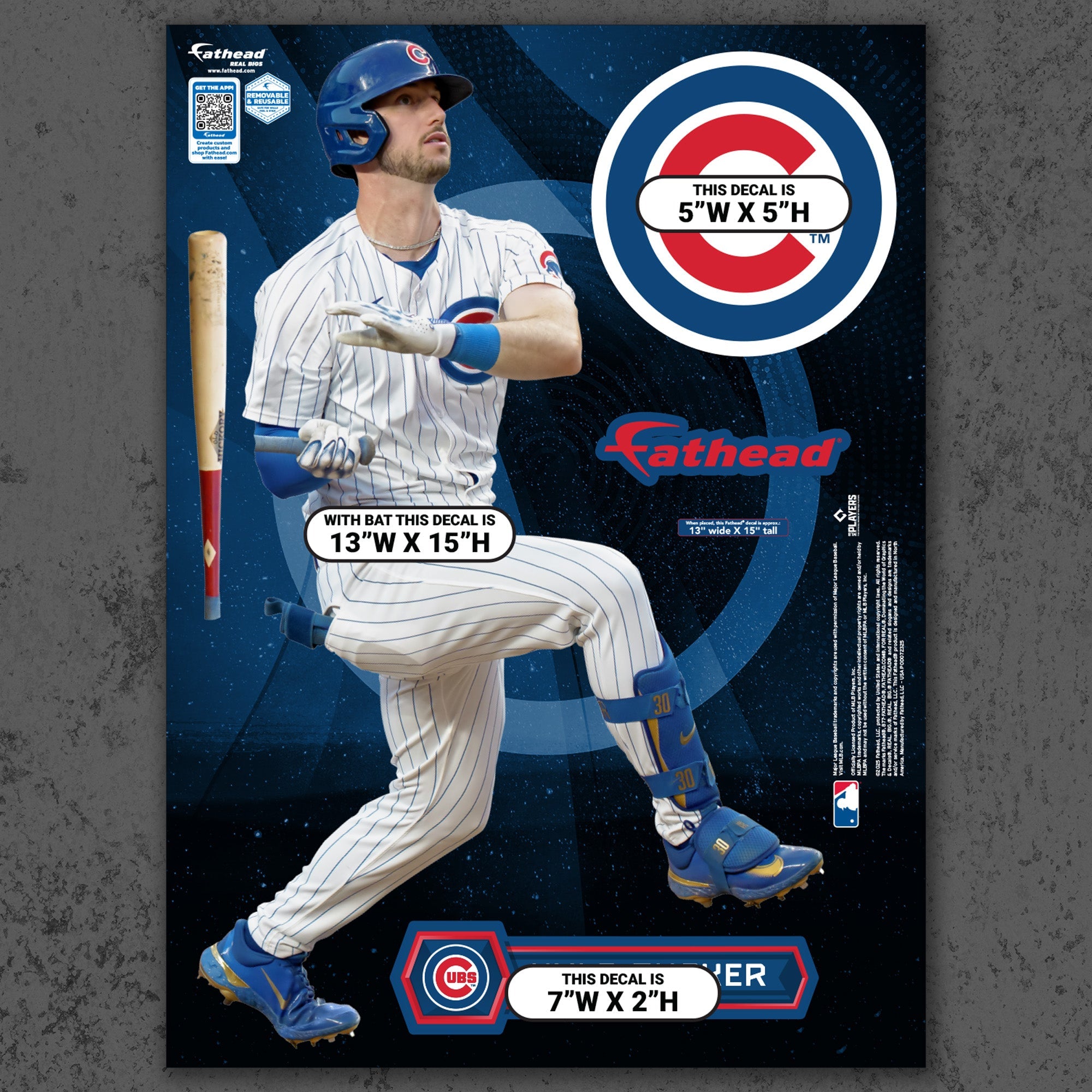 Kyle Tucker - RealBig Collection - Official MLB - Chicago Cubs - Reusable Vinyl Wall Decals