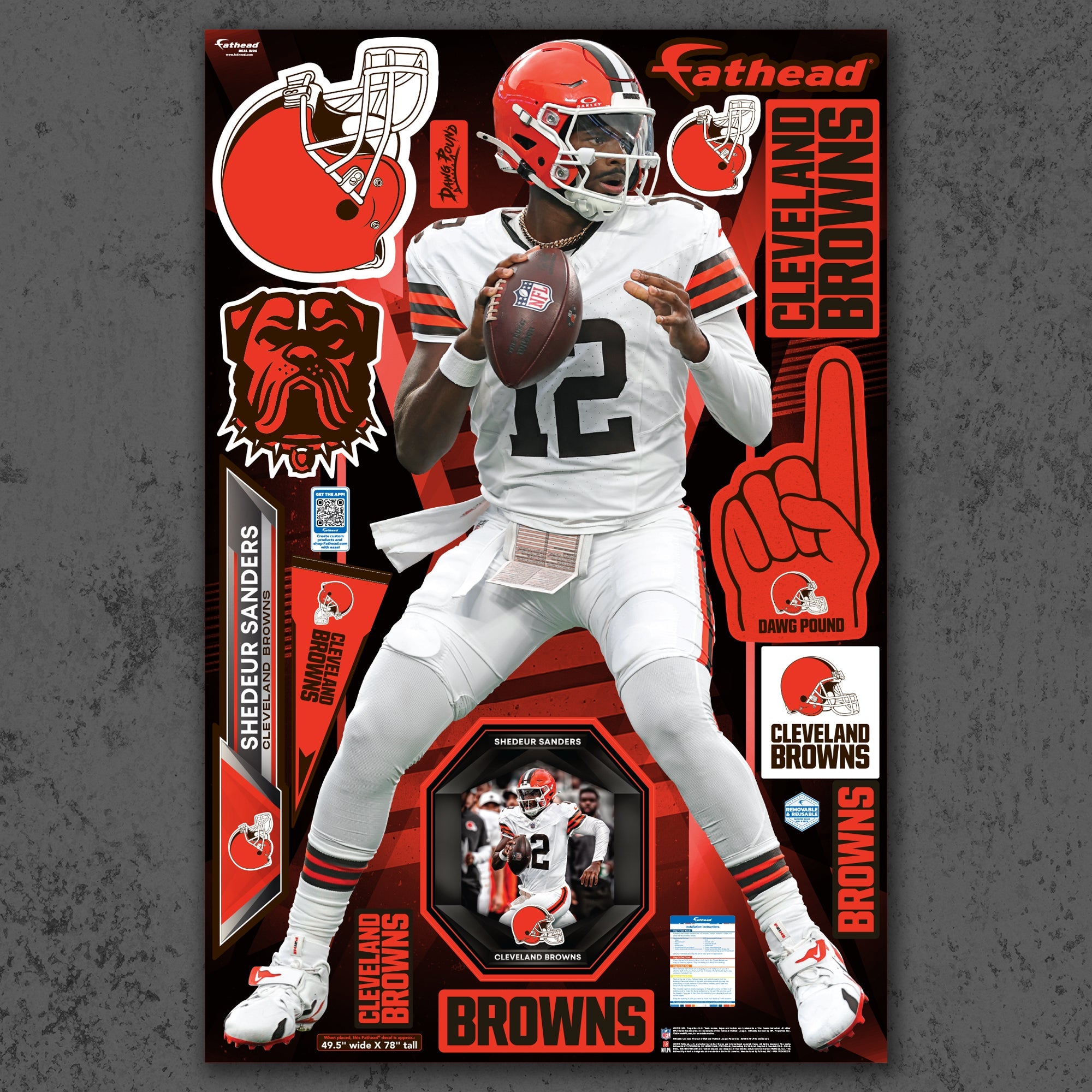 Shedeur Sanders - RealBig Collection - Official NFL - Cleveland Browns - Reusable Vinyl Wall Decals