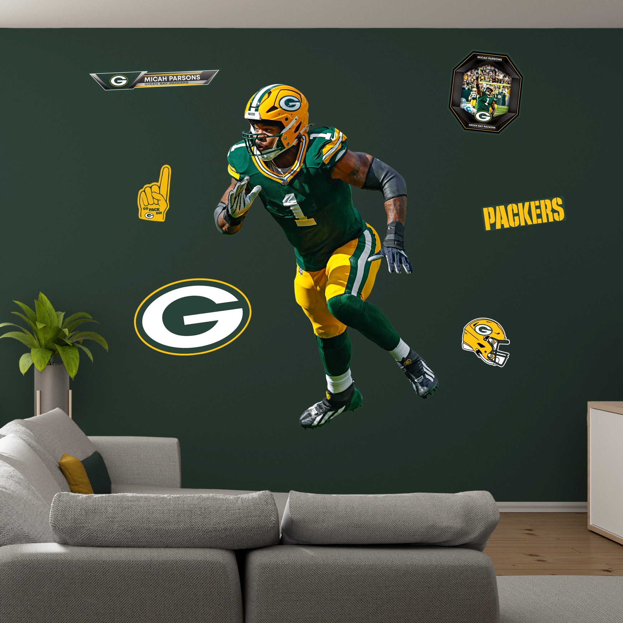 Micah Parsons - RealBig Collection - Official NFL - Green Bay Packers - Reusable Vinyl Wall Decals