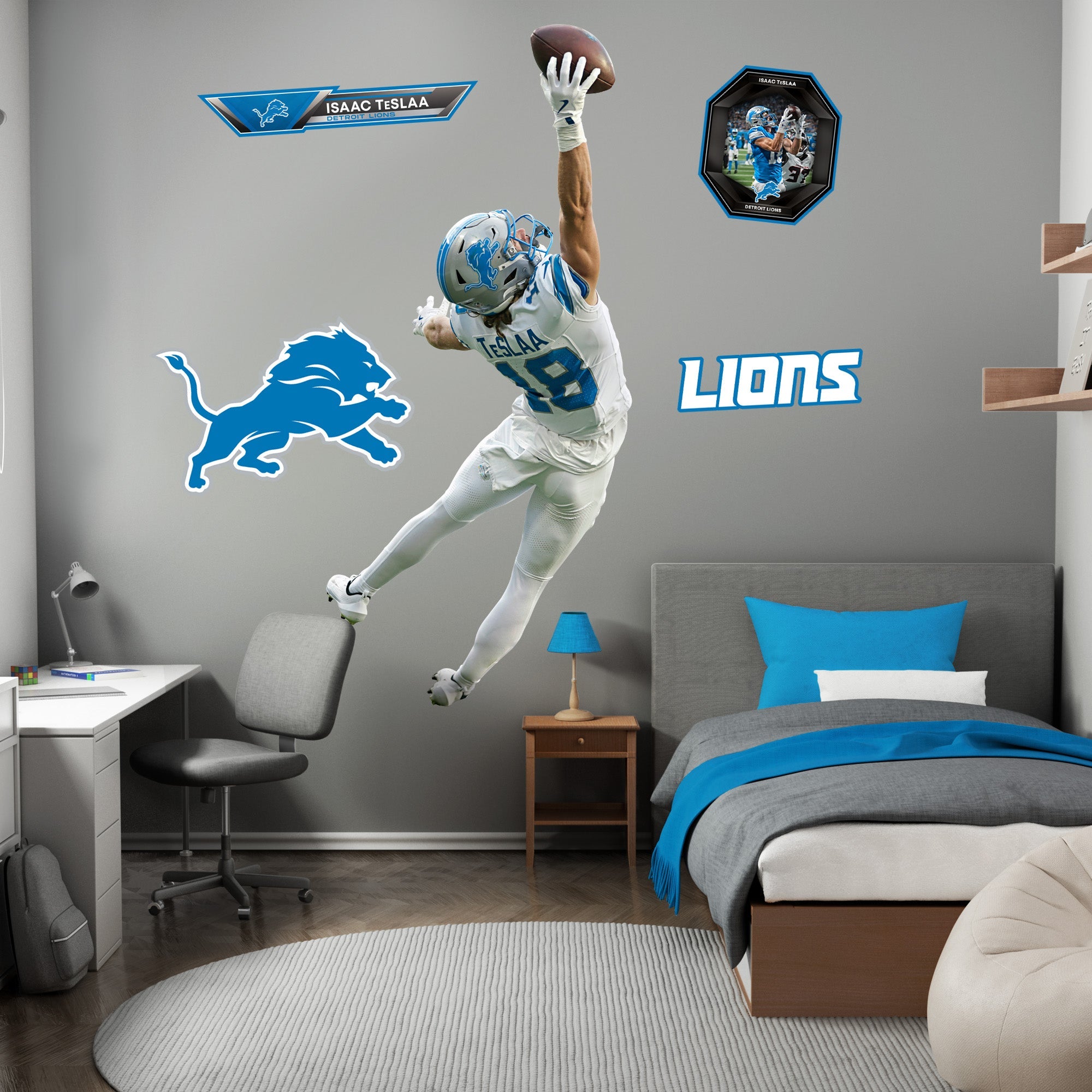 Isaac TeSlaa - RealBig One-Handed Catch Collection - Official NFL - Detroit Lions - Reusable Vinyl Wall Decals