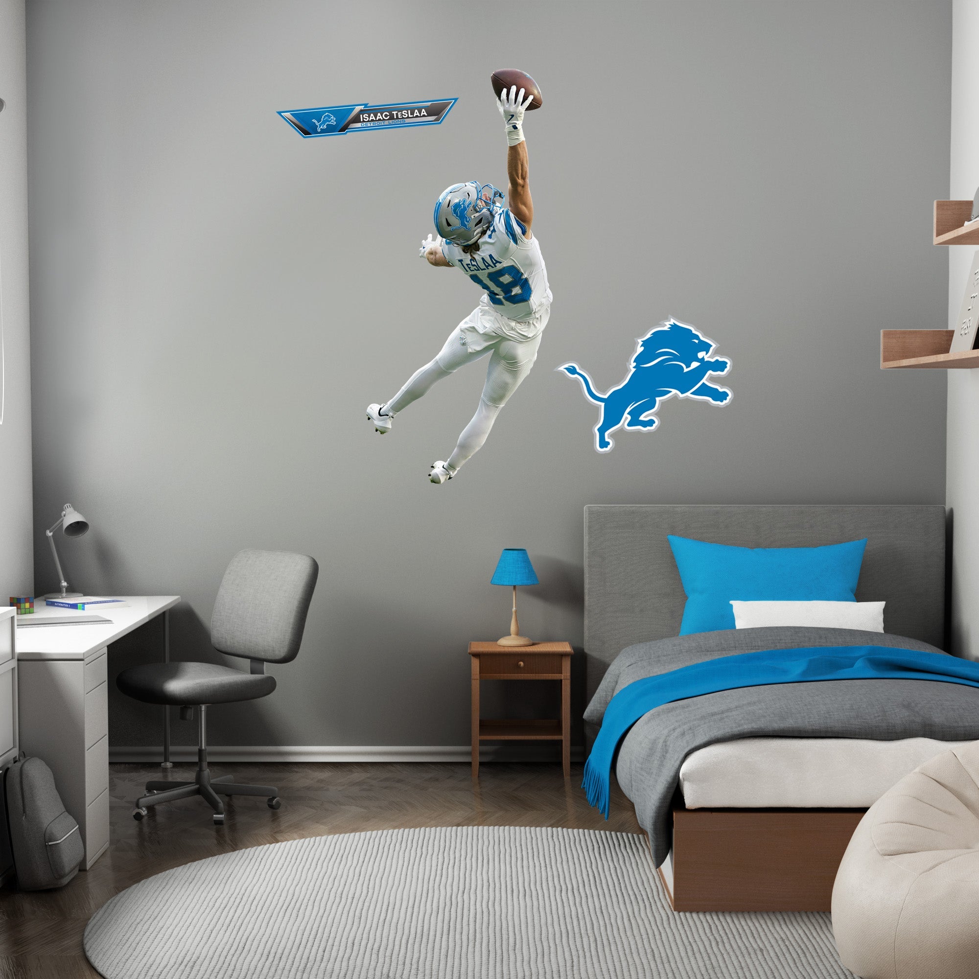 Isaac TeSlaa - RealBig One-Handed Catch Collection - Official NFL - Detroit Lions - Reusable Vinyl Wall Decals