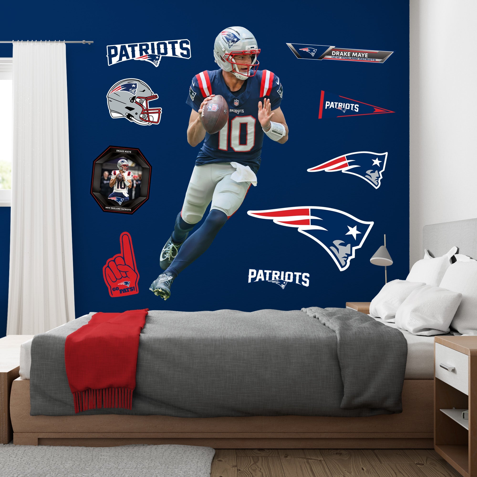 Drake Maye - RealBig Collection - Official NFL - New England Patriots - Reusable Vinyl Wall Decals