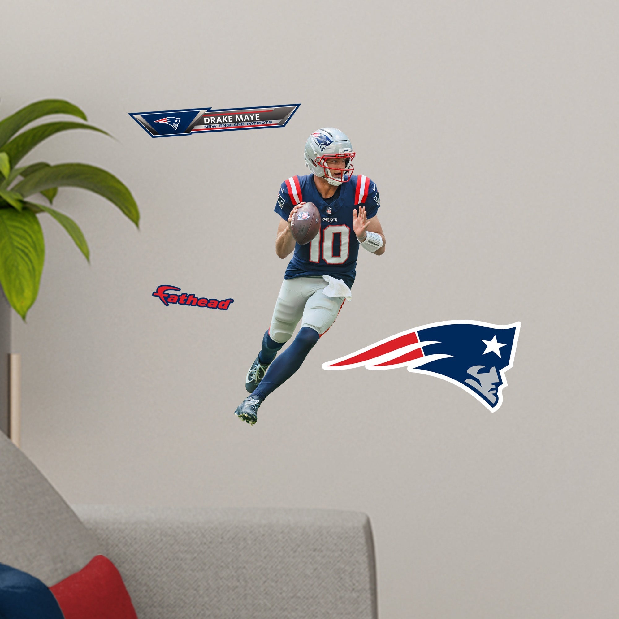 Drake Maye - RealBig Collection - Official NFL - New England Patriots - Reusable Vinyl Wall Decals