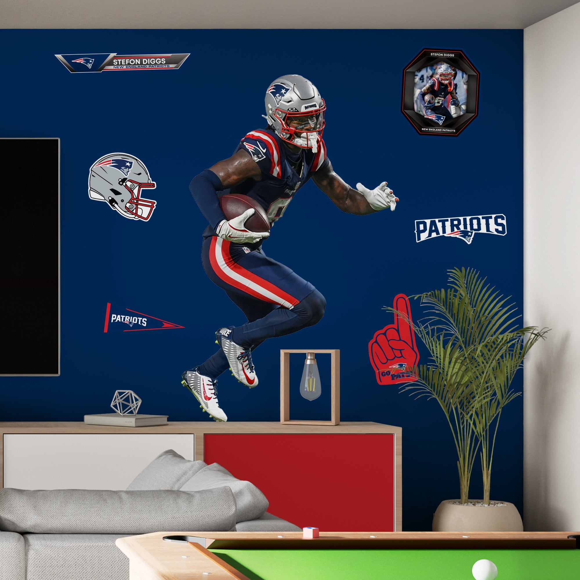 Stefon Diggs - RealBig Collection - Official NFL - New England Patriots - Reusable Vinyl Wall Decals