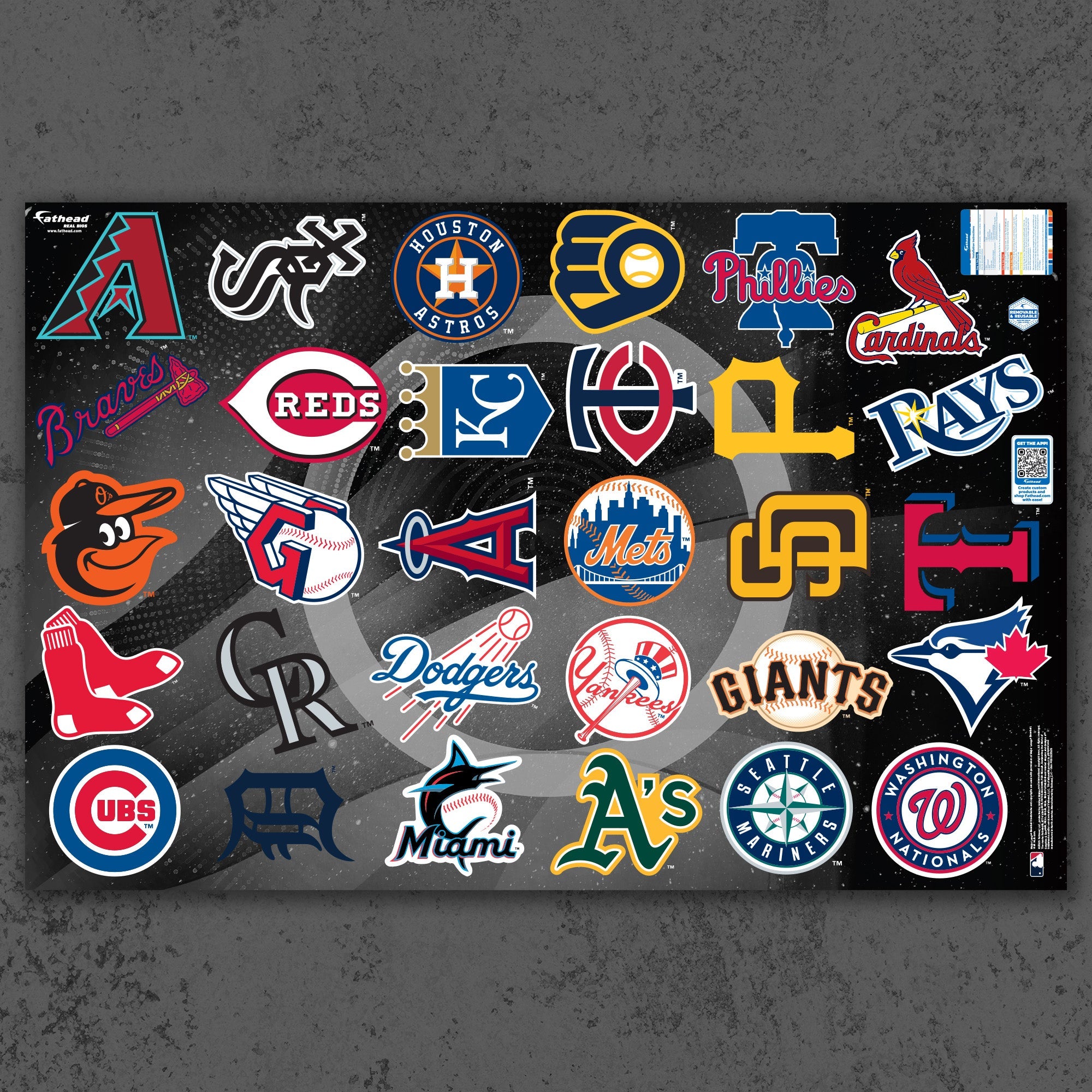 MLB Team Logos - RealBig Logo Collection - Official MLB - Reusable Vinyl Wall Decals