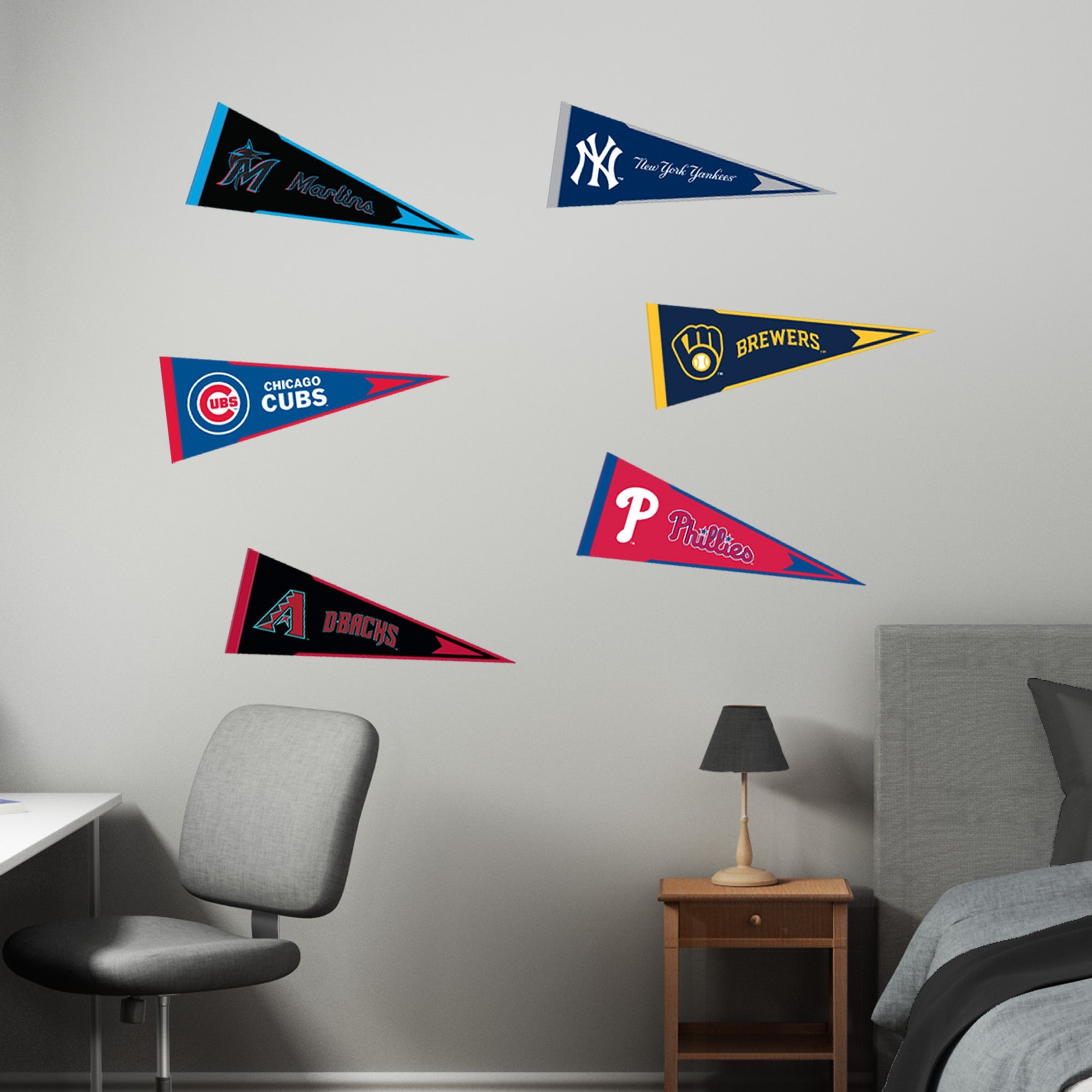 MLB Team Logos - RealBig Pennants Collection - Official MLB - Reusable Vinyl Wall Decals